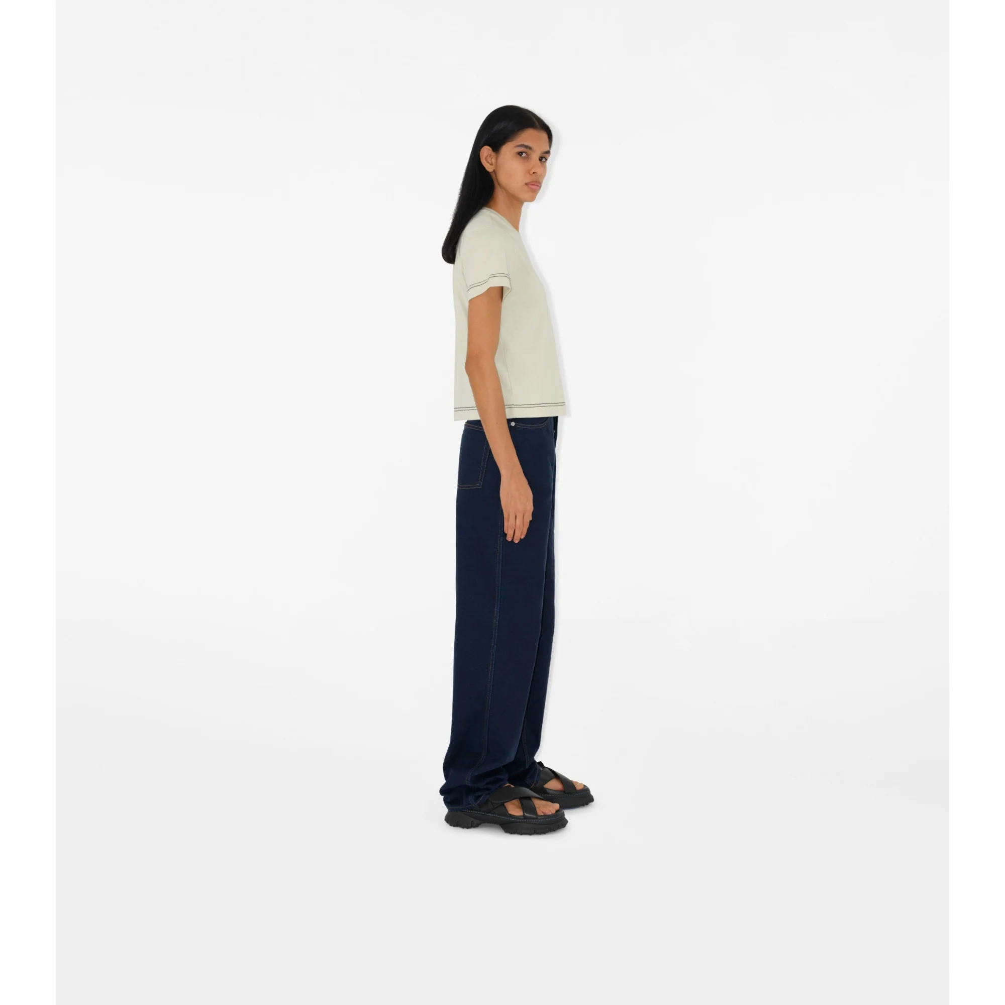 Boxy Cotton T-shirt - Plaster - Image 3