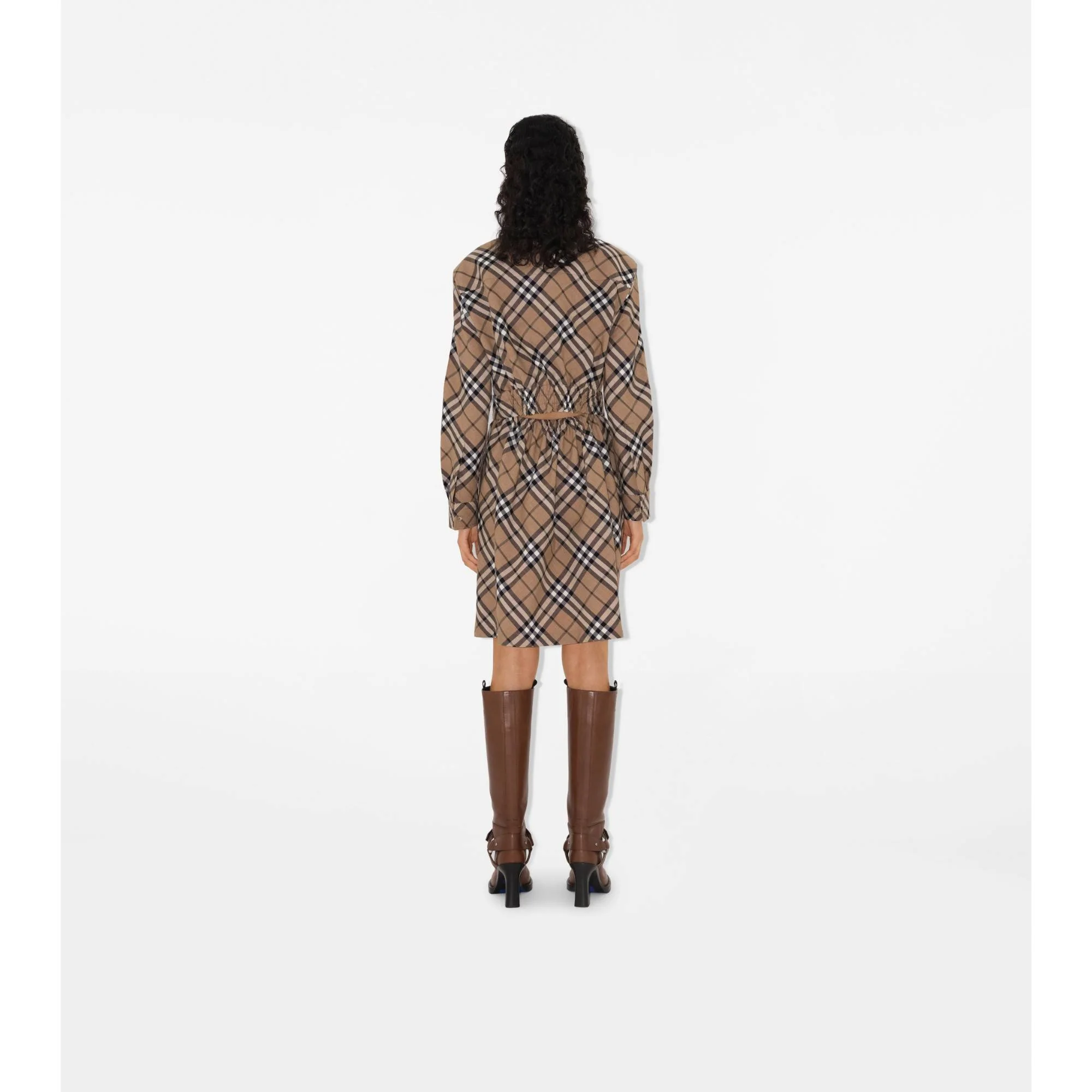 Check Wool Blend Shirt Dress - Linden IP Check - Image 4