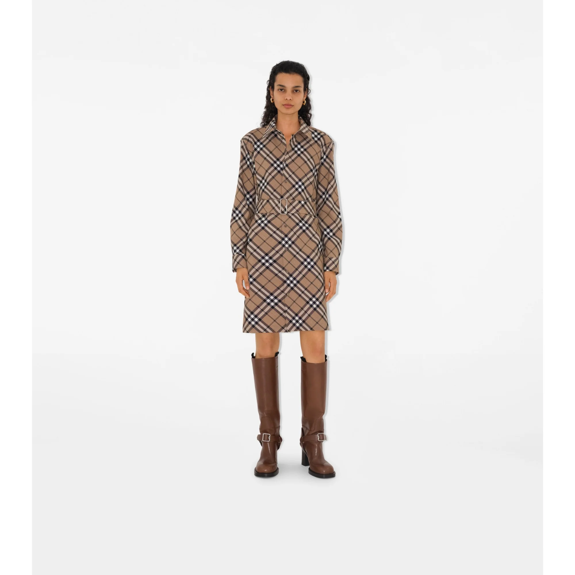 Check Wool Blend Shirt Dress - Linden IP Check - Image 2