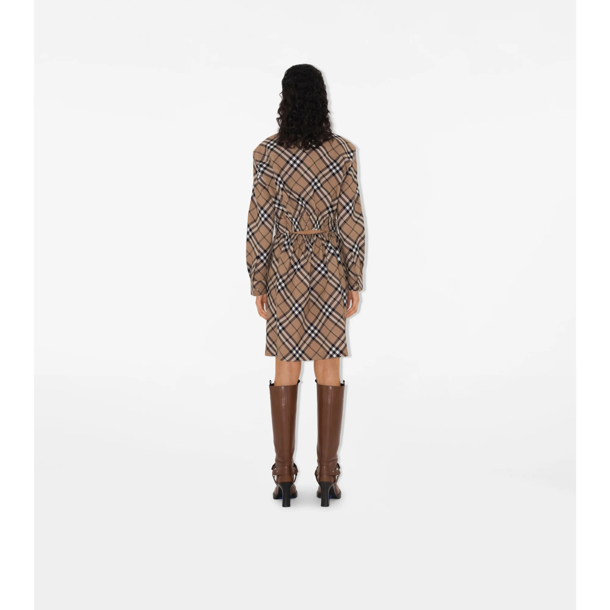Check Wool Blend Shirt Dress - Linden IP Check - Image 4