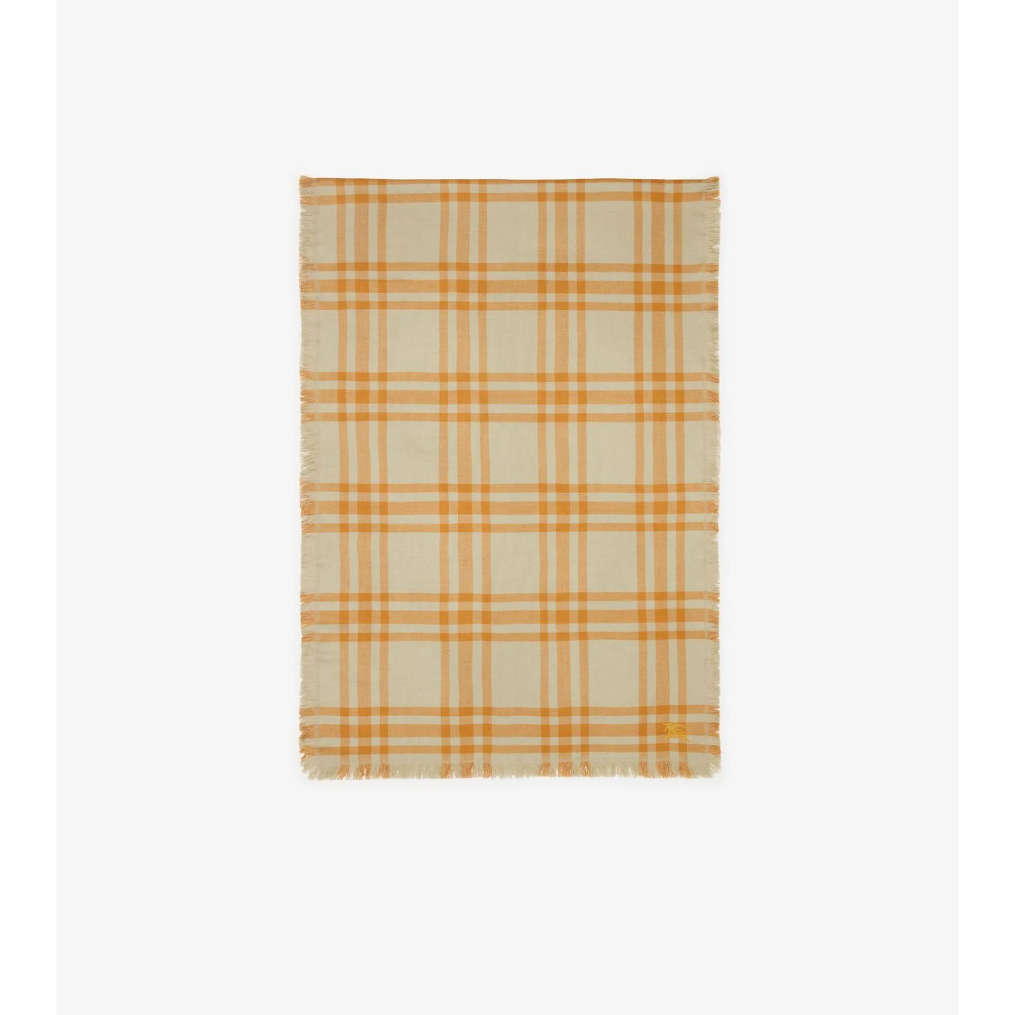 Reversible Check Wool Silk Scarf - Hunter/Pumpkin - Image 5