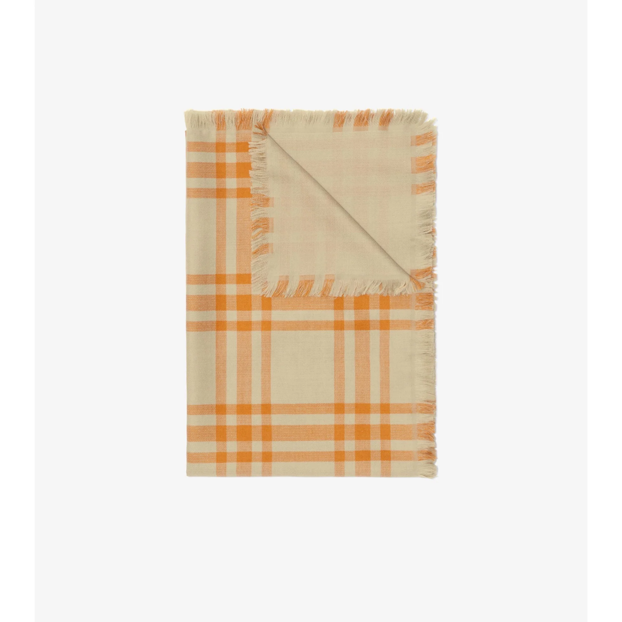 Reversible Check Wool Silk Scarf - Hunter/Pumpkin - Image 4