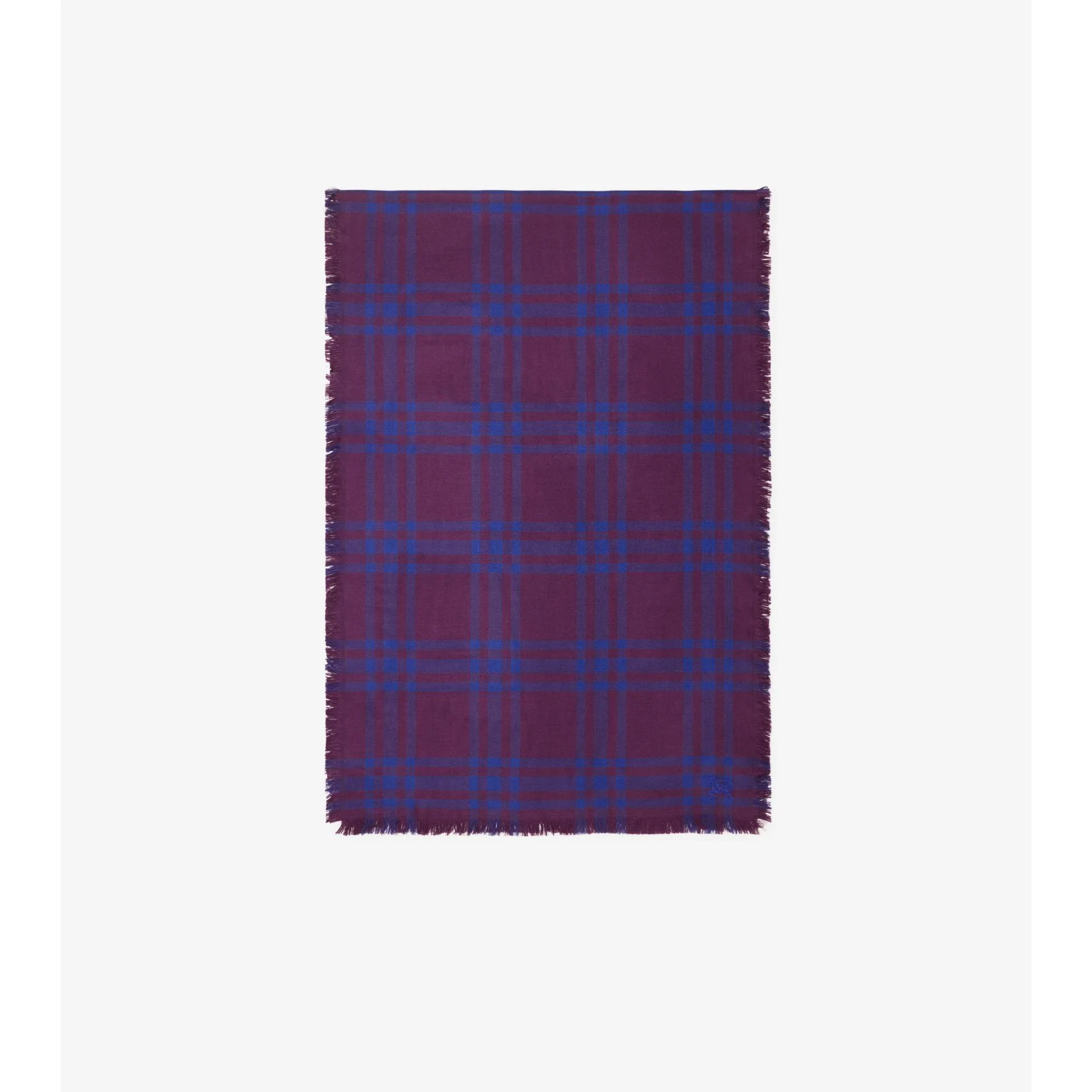 Reversible Check Wool Silk Scarf - Pansy - Image 5