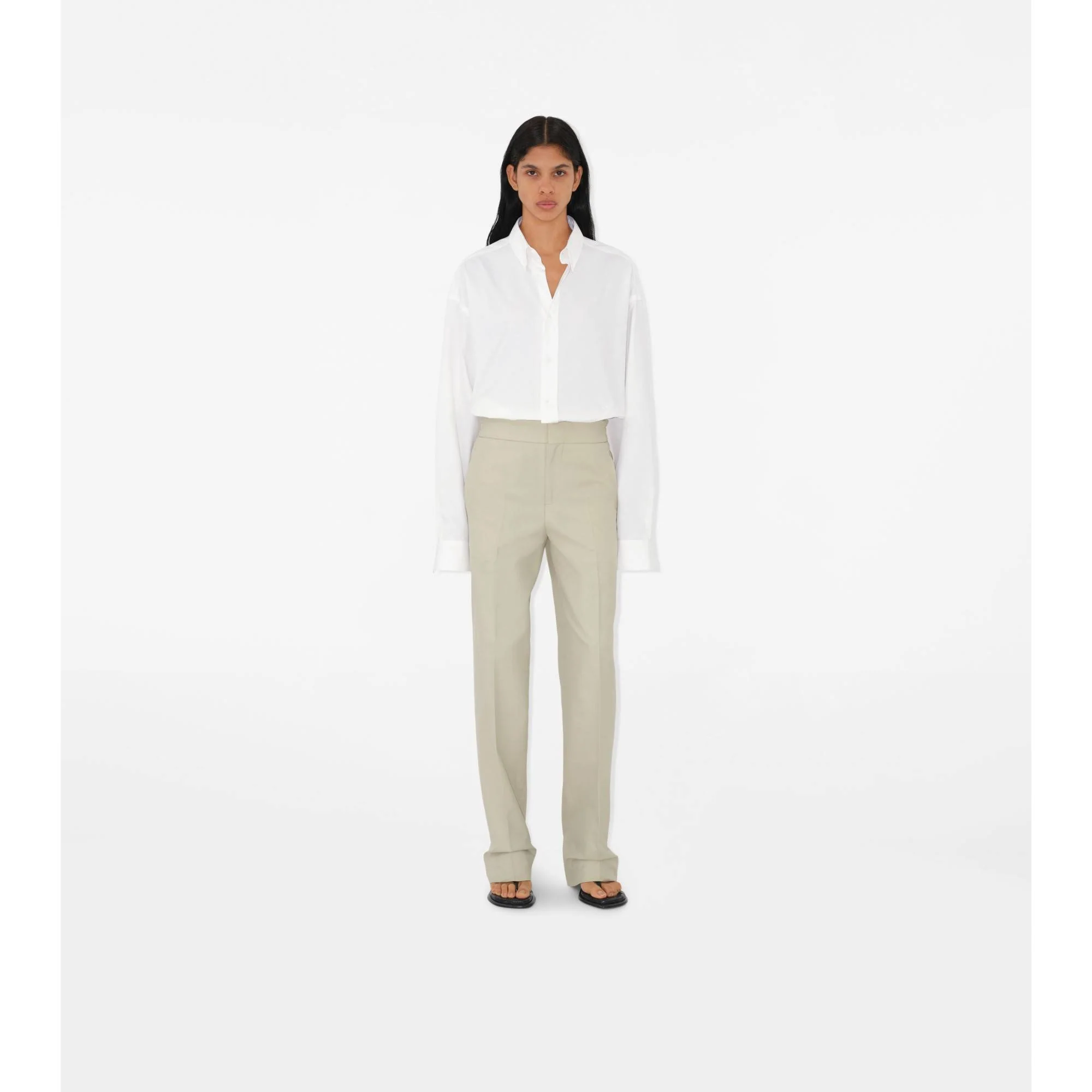 Cotton Blend Trousers - Plaster - Image 2