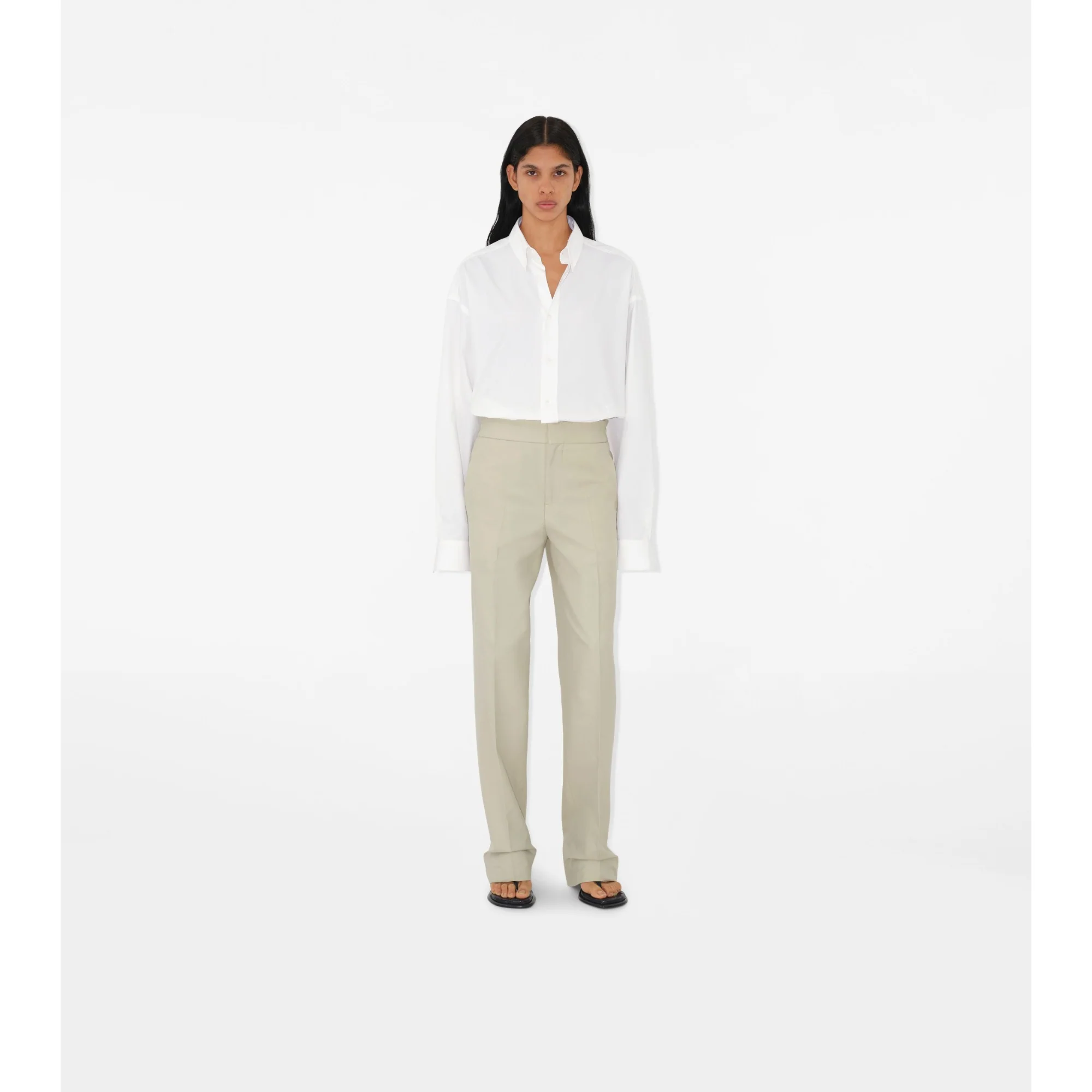 Cotton Blend Trousers - Plaster - Image 2
