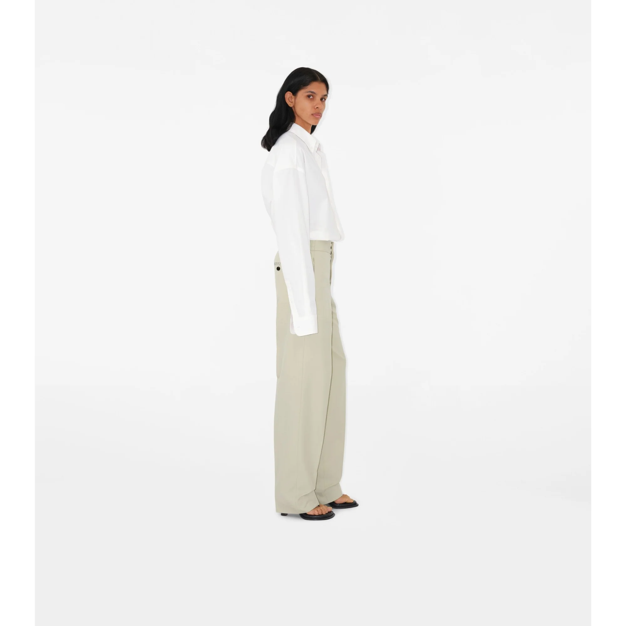 Cotton Blend Trousers - Plaster - Image 3