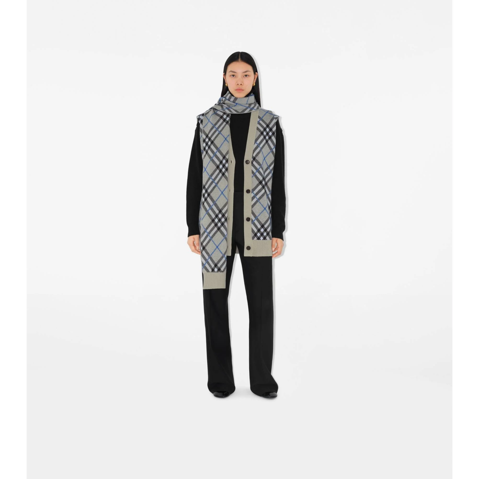 Check Wool Mohair Blend Cape - Lichen IP Check - Image 2