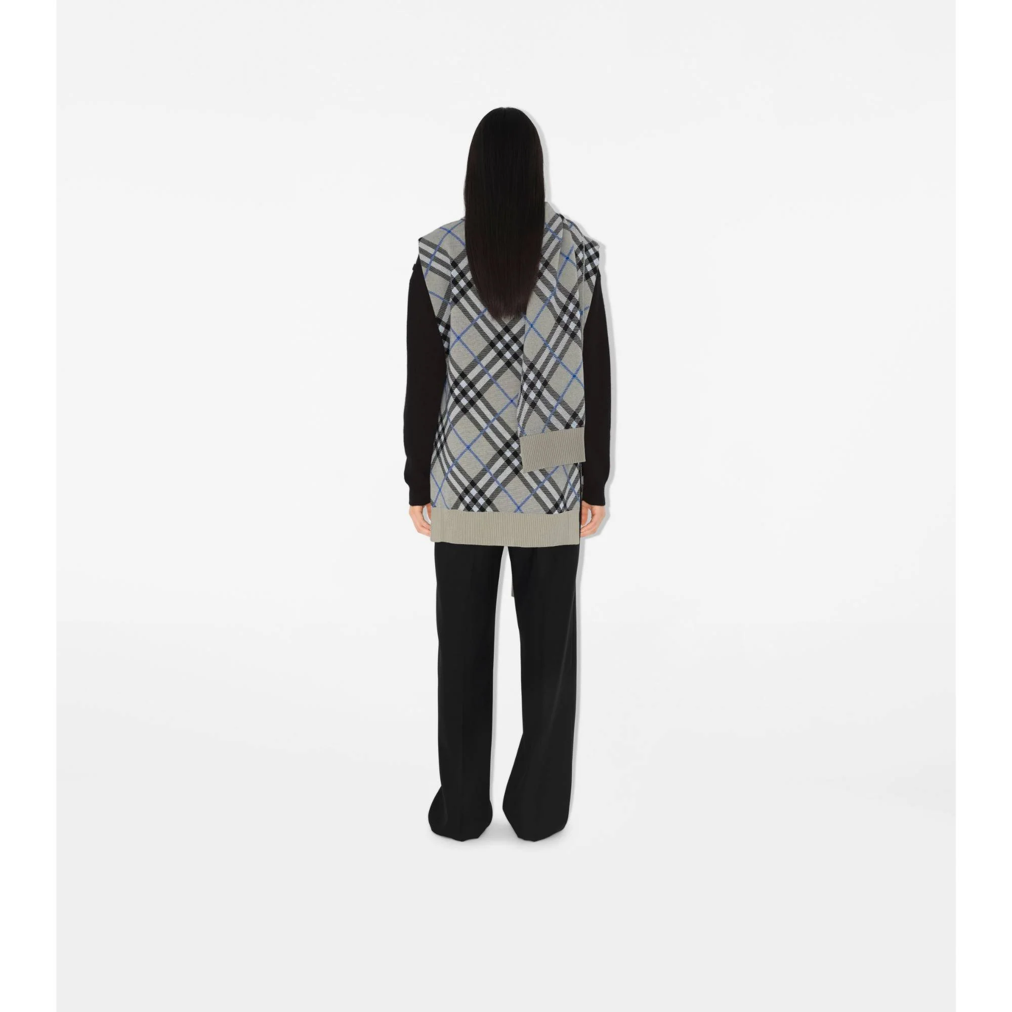 Check Wool Mohair Blend Cape - Lichen IP Check - Image 4