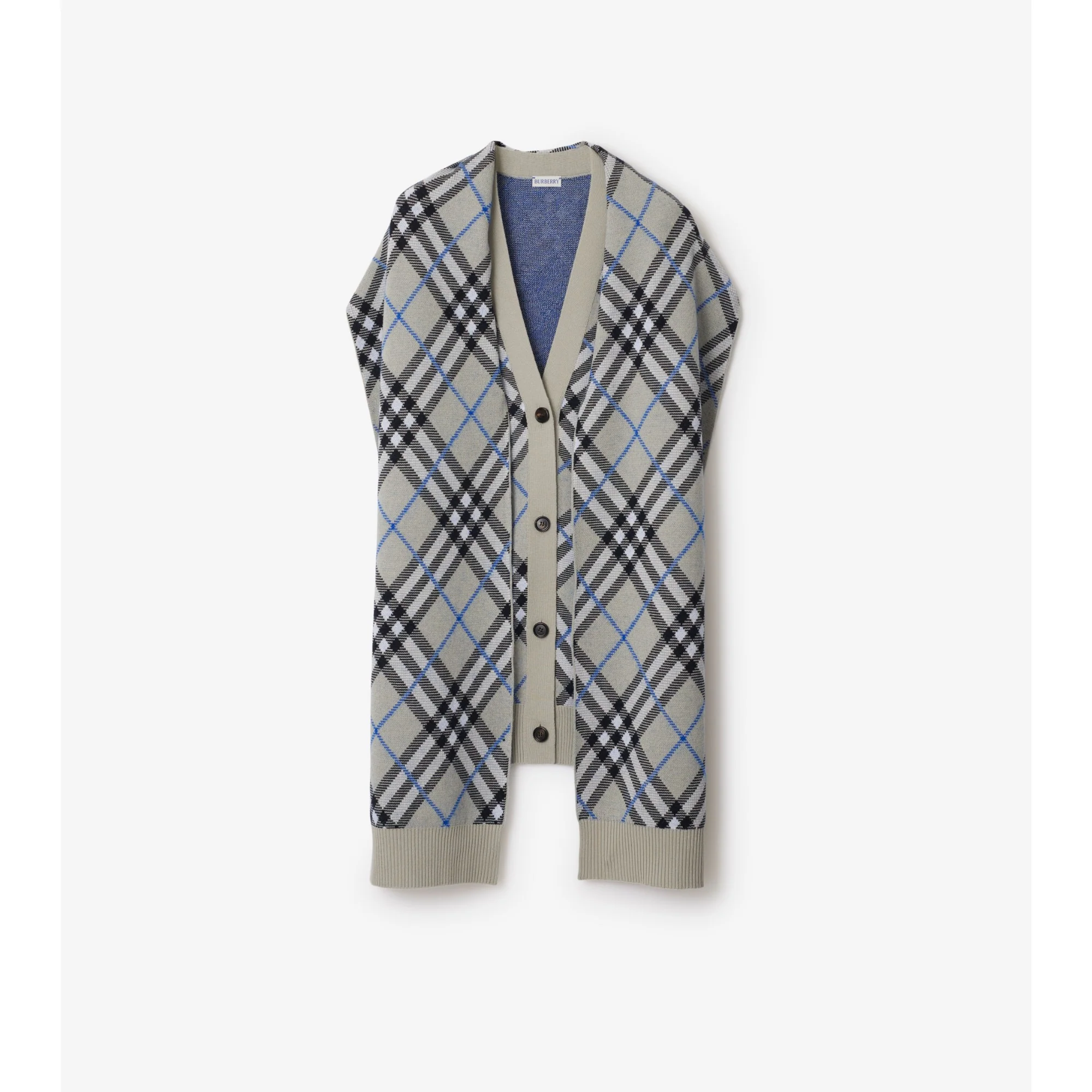 Check Wool Mohair Blend Cape - Lichen IP Check