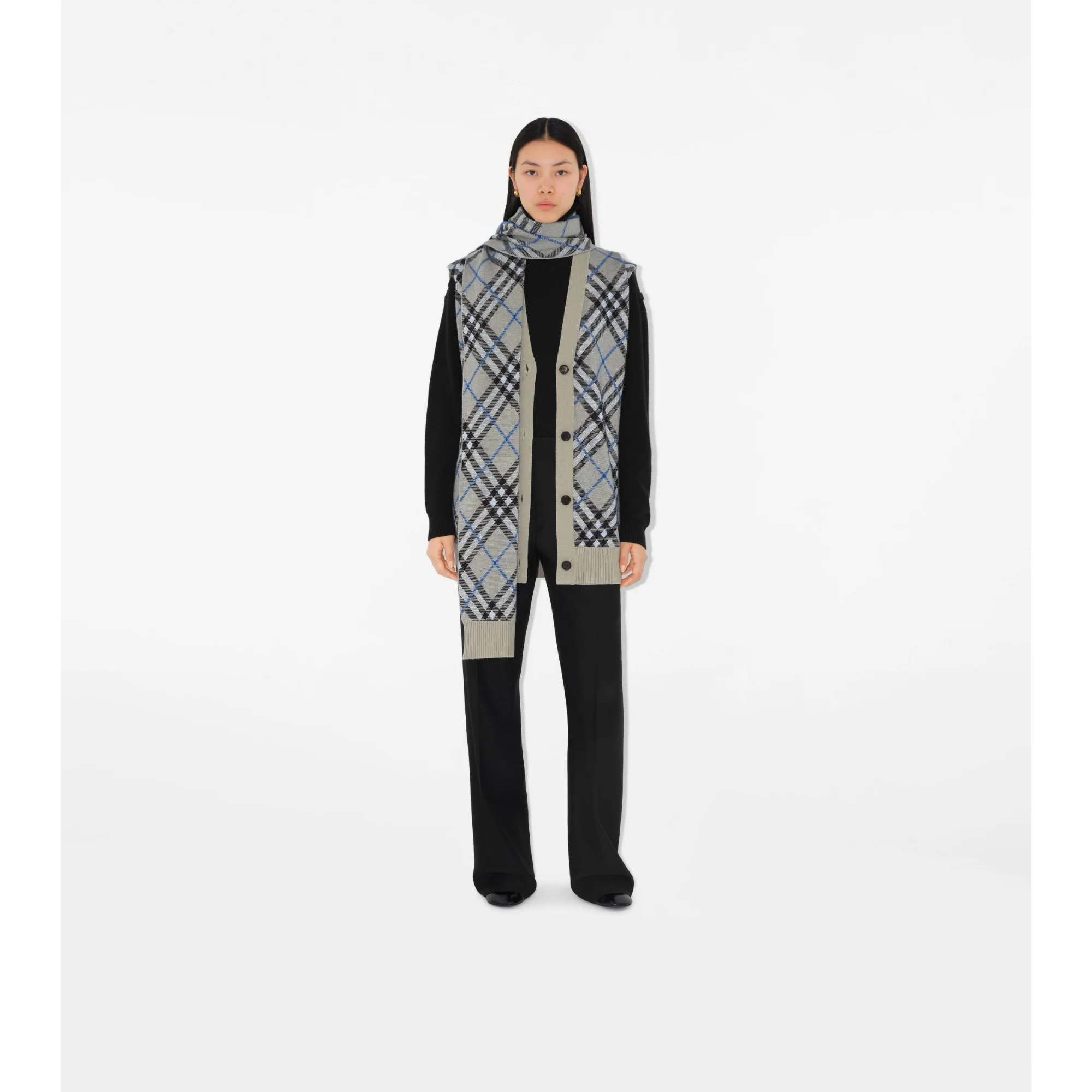 Check Wool Mohair Blend Cape - Lichen IP Check - Image 2