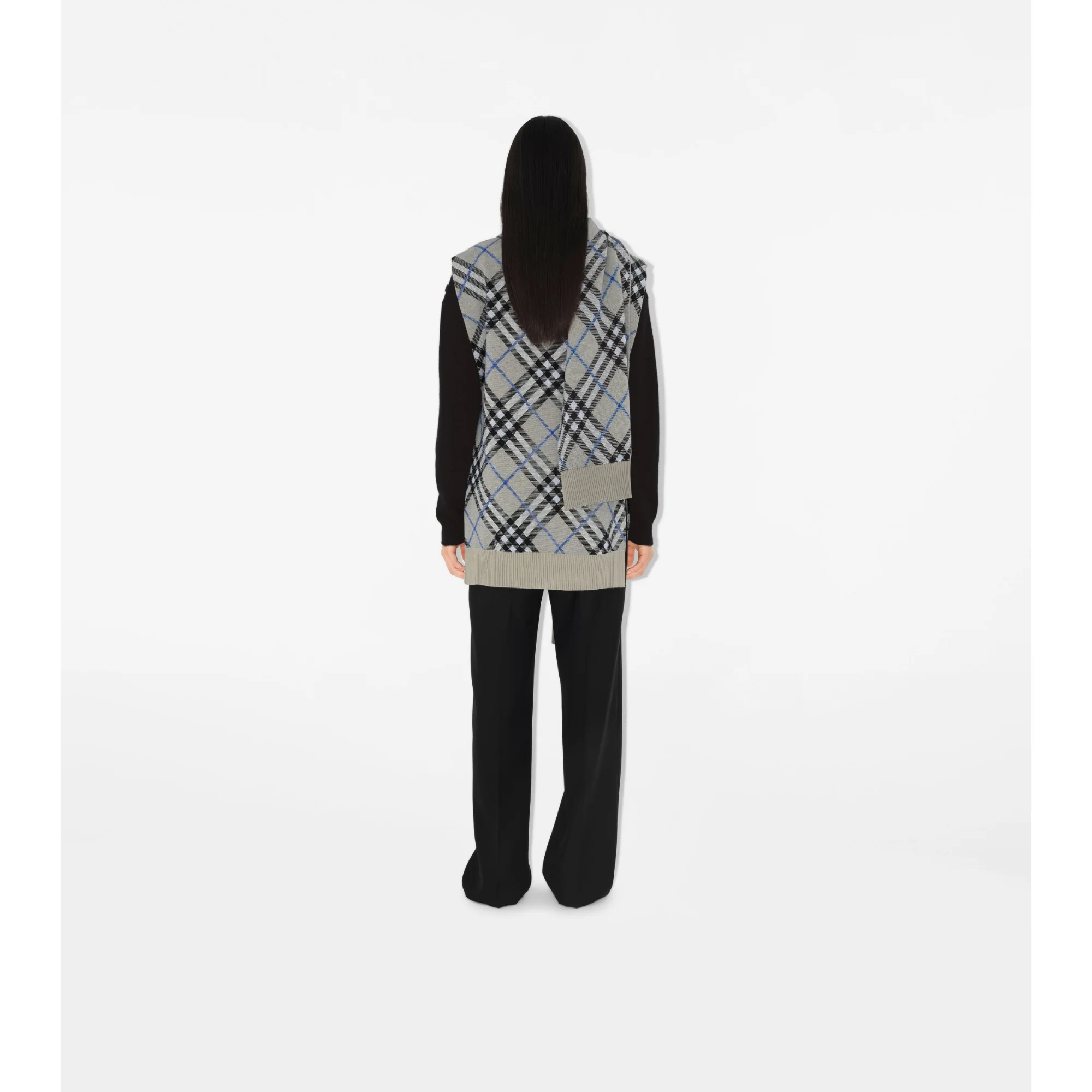 Check Wool Mohair Blend Cape - Lichen IP Check - Image 4