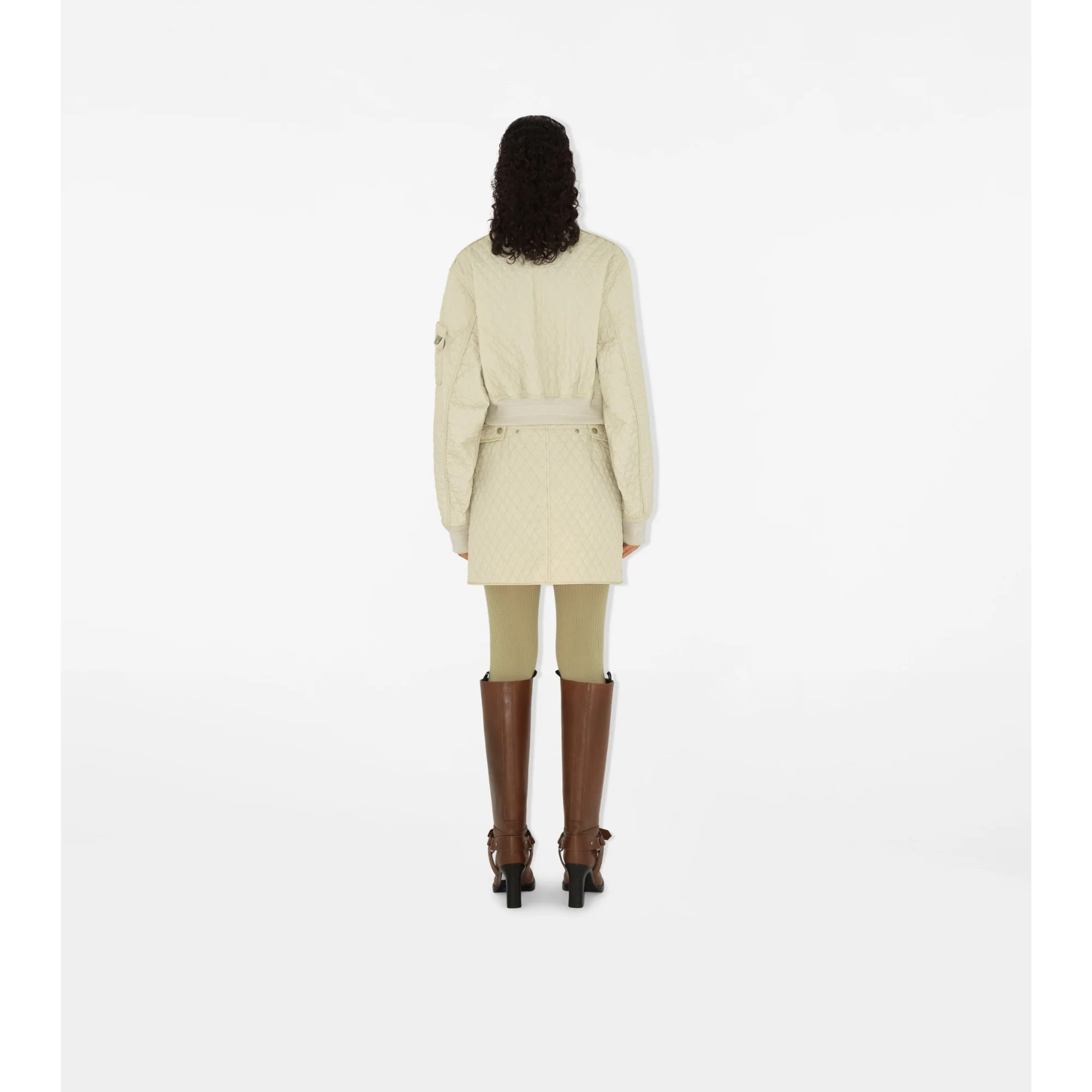 Quilted Nylon Mini Skirt - Plaster - Image 4
