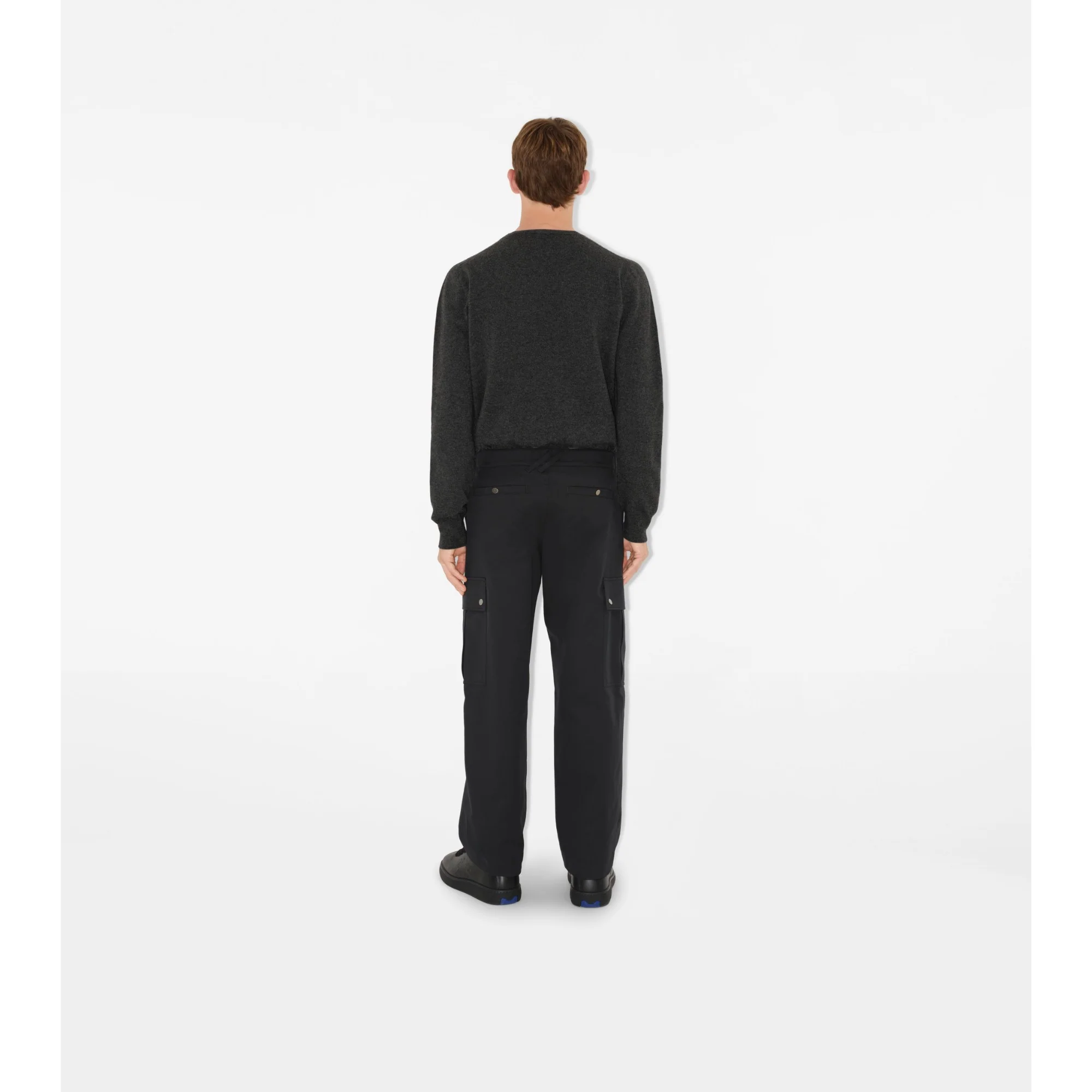 Cotton Blend Cargo Trousers - Black - Image 4