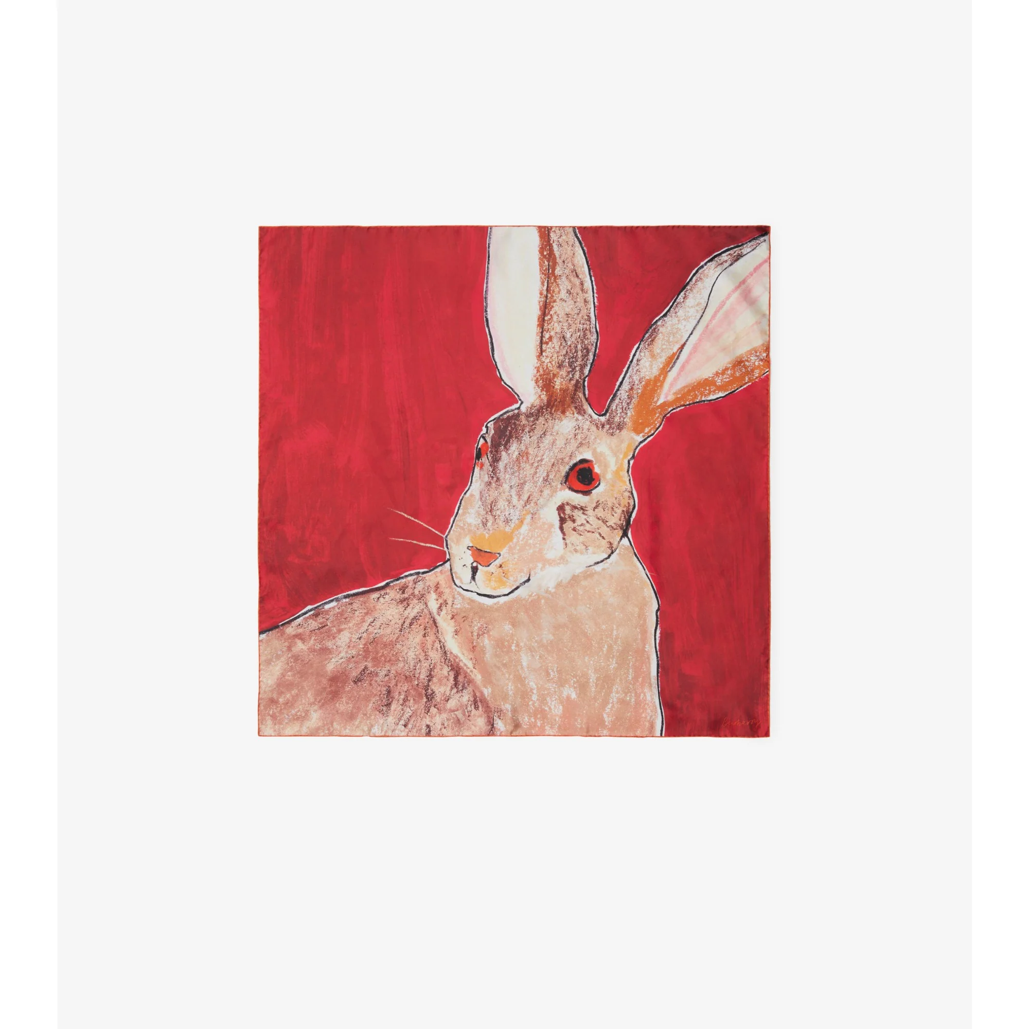 Hare Silk Scarf - Cranberry - Image 4