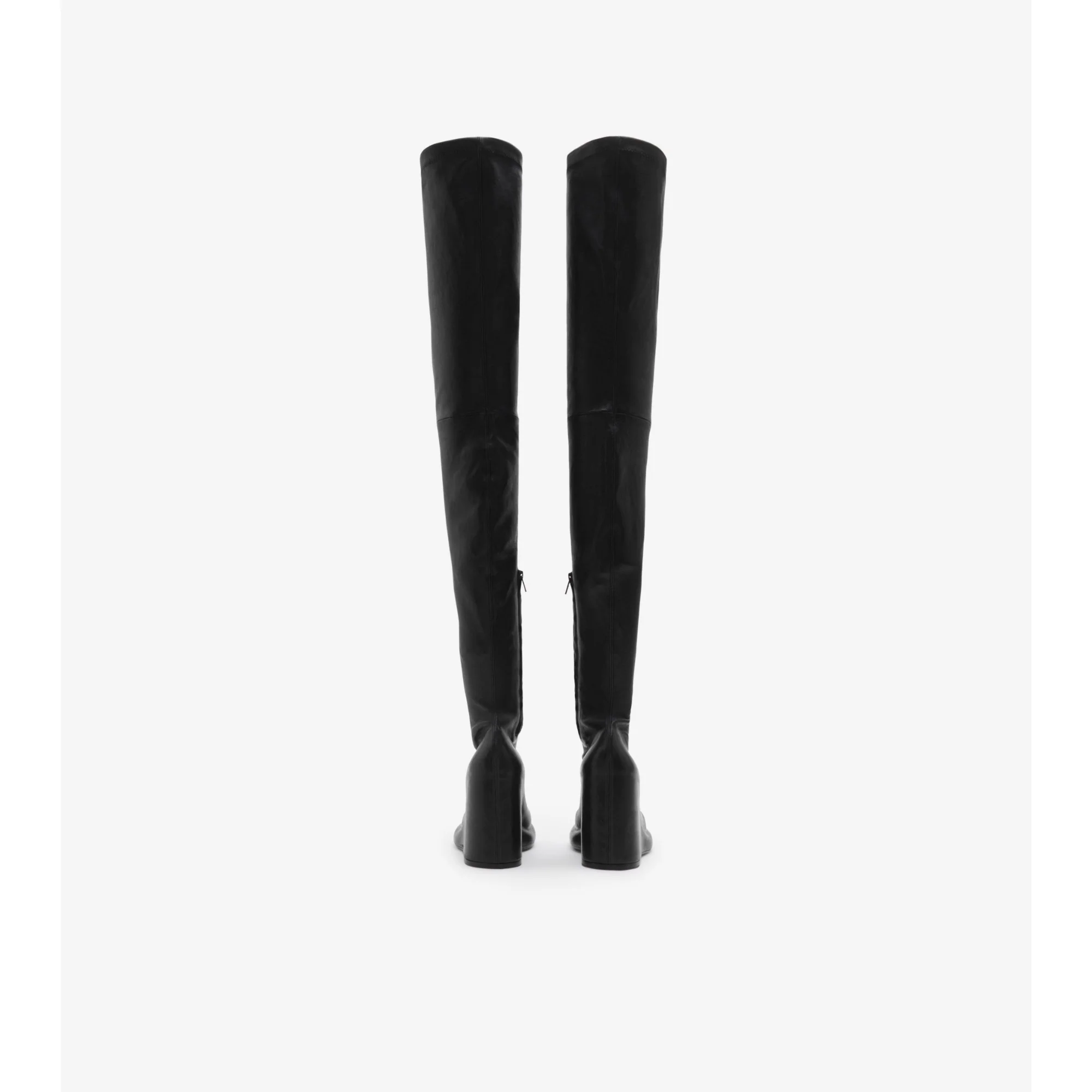 Leather Pillar High Boots - Black - Image 4