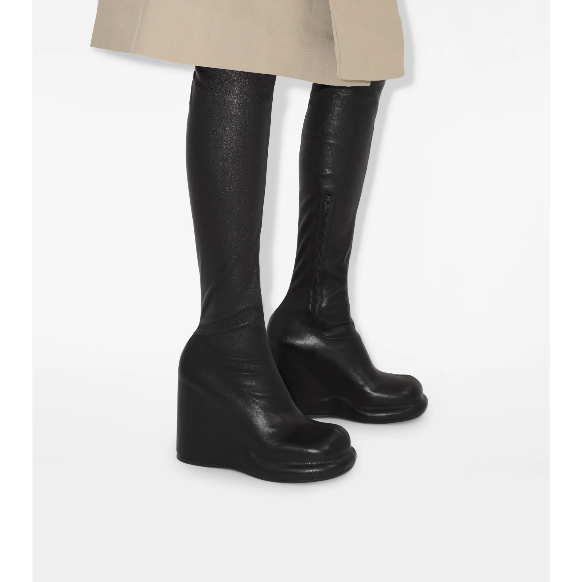 Leather Pillar High Boots - Black - Image 5