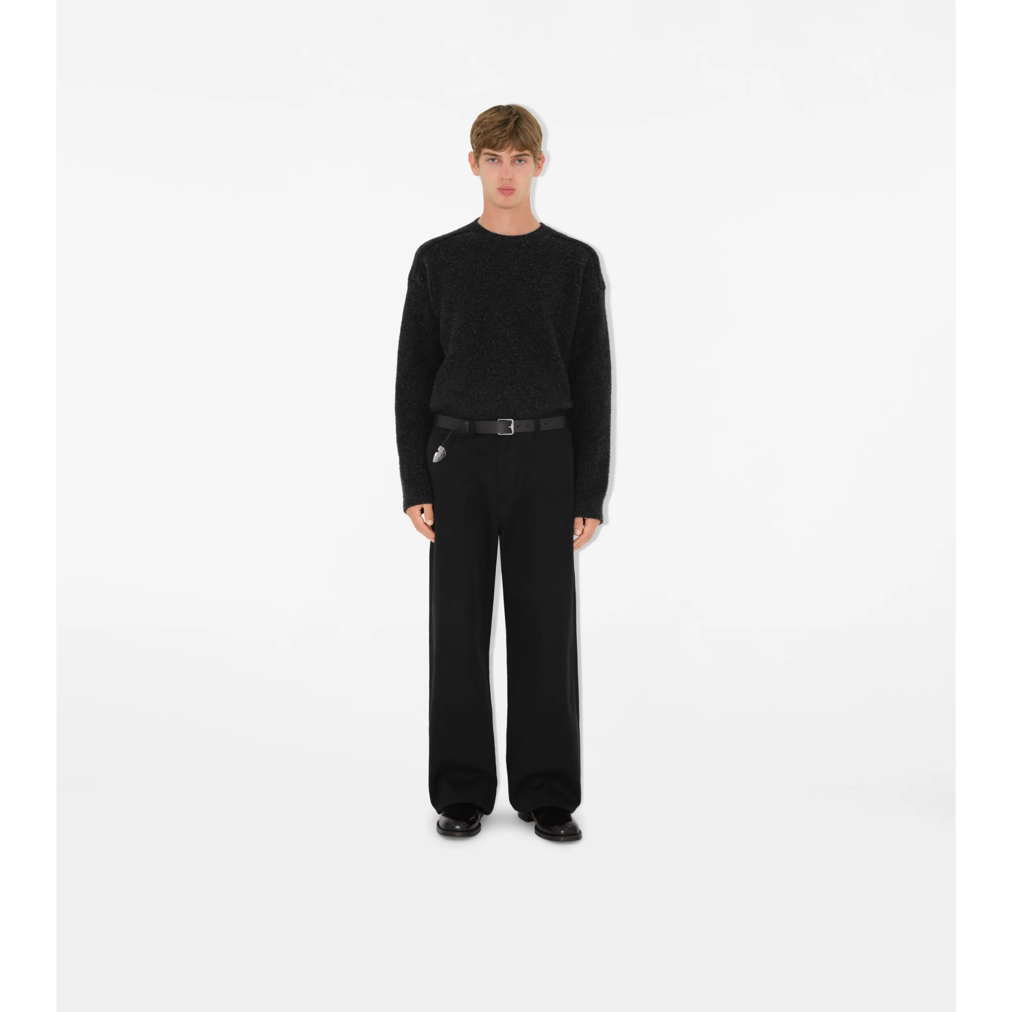 Leather B Buckle Shield Belt - Black - Image 2