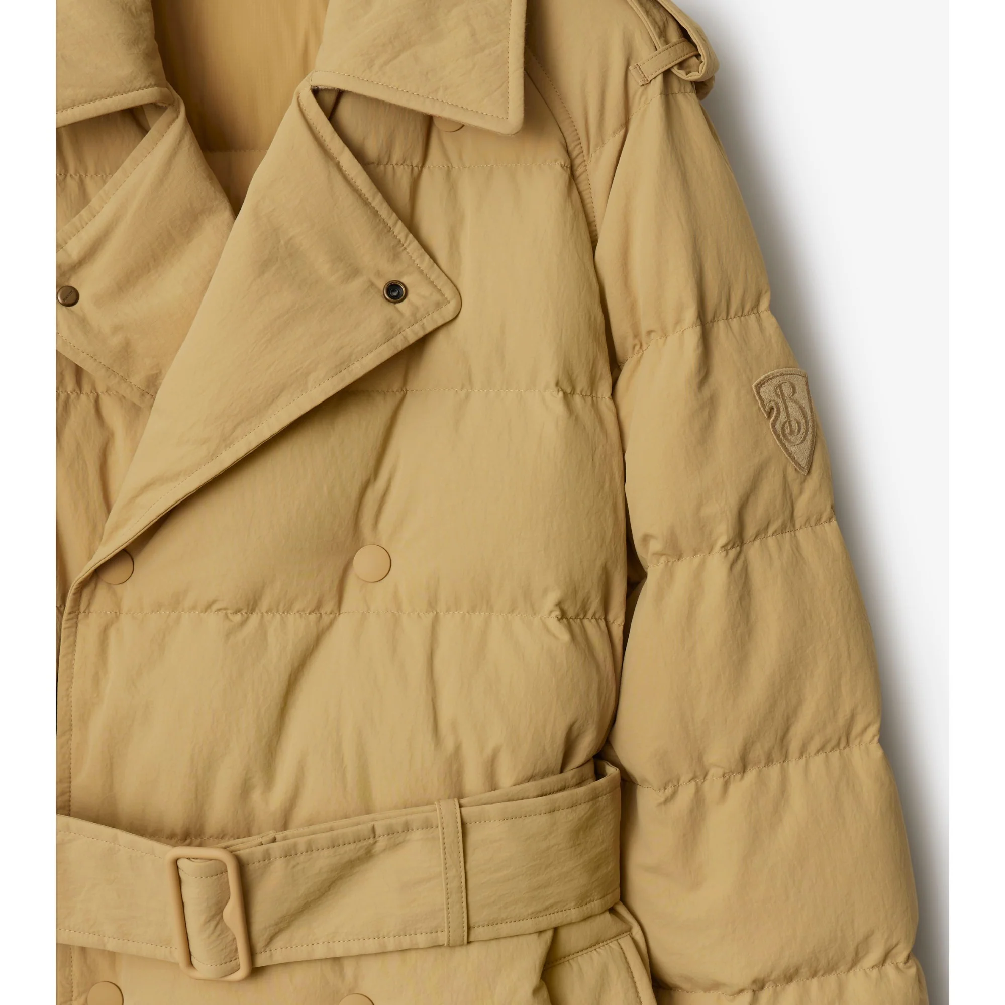 Mid-length Nylon Puffer Coat - Flax/Sand IP Check - Image 5