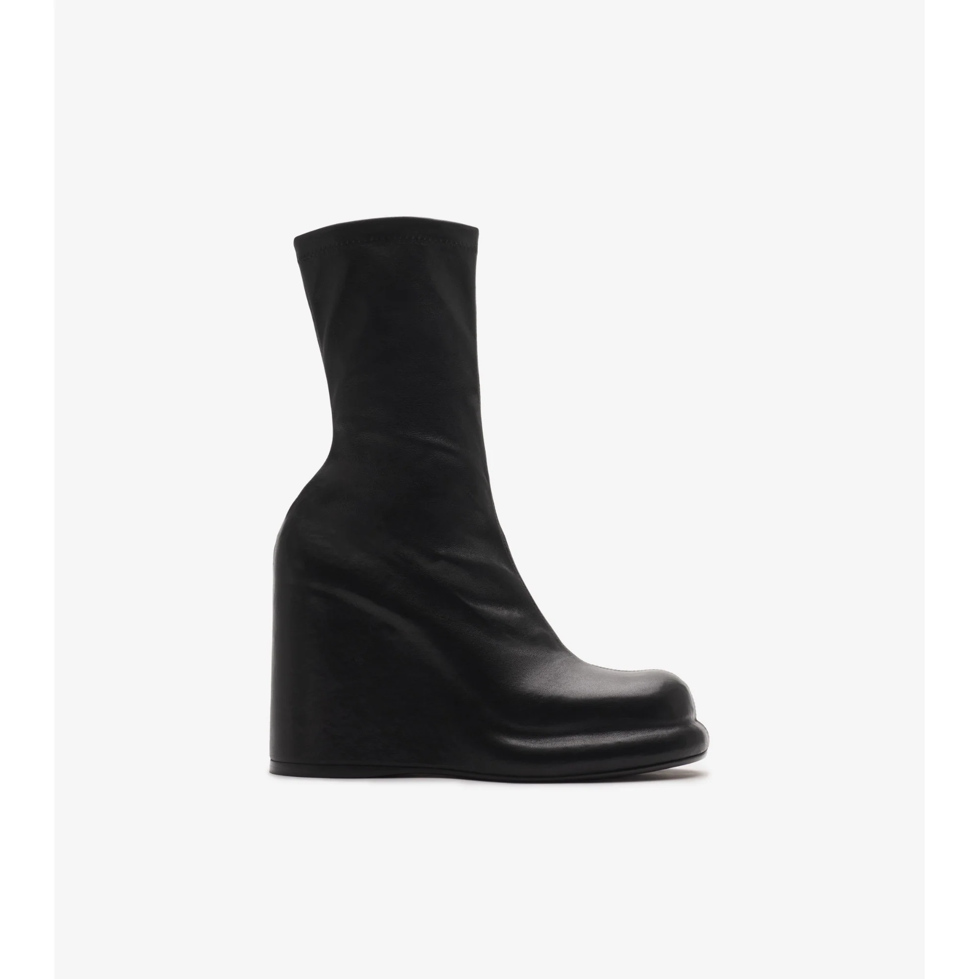 Leather Pillar Low Boots - Black