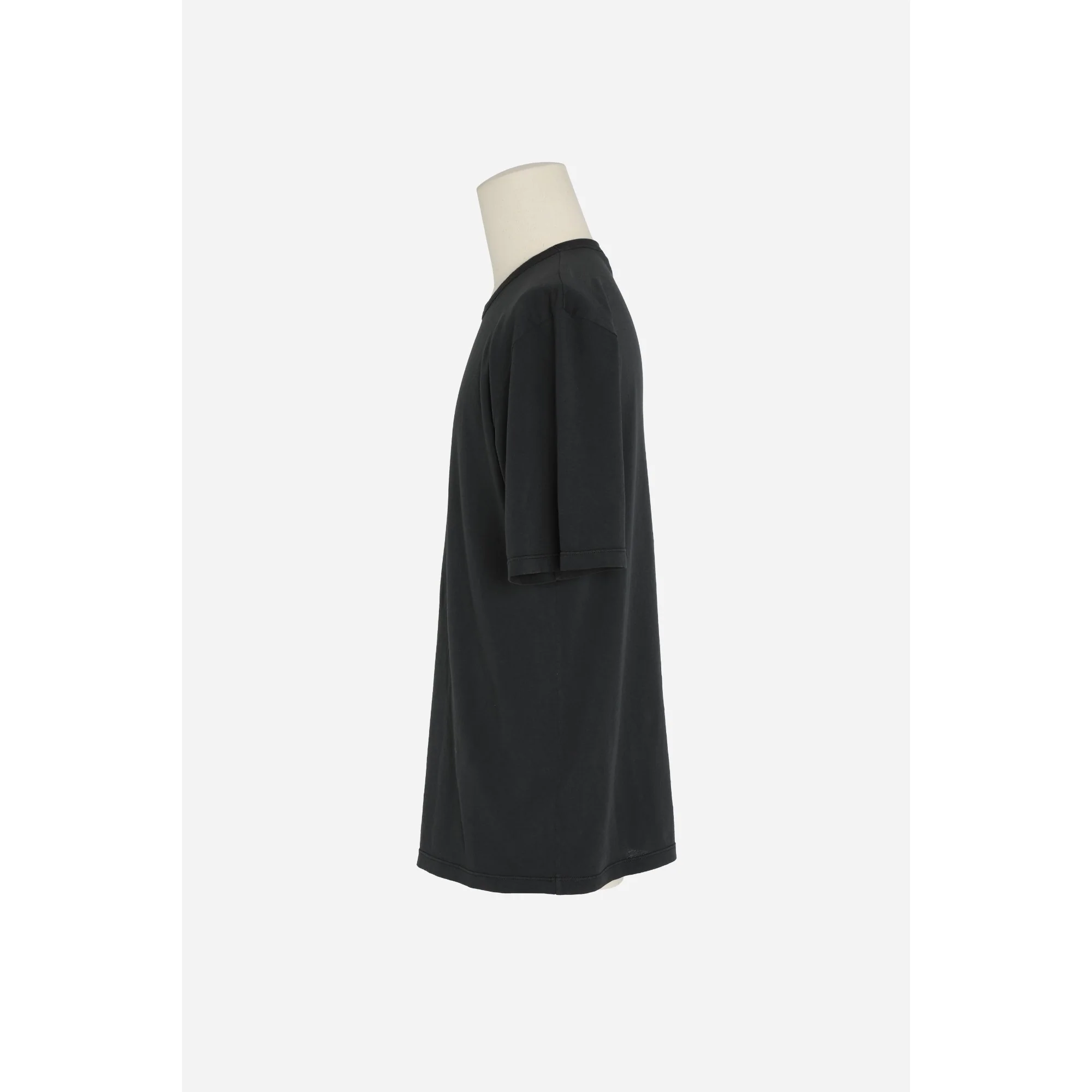 T Shirt Round Collar Manches Court - Noir Blanchi - Image 3