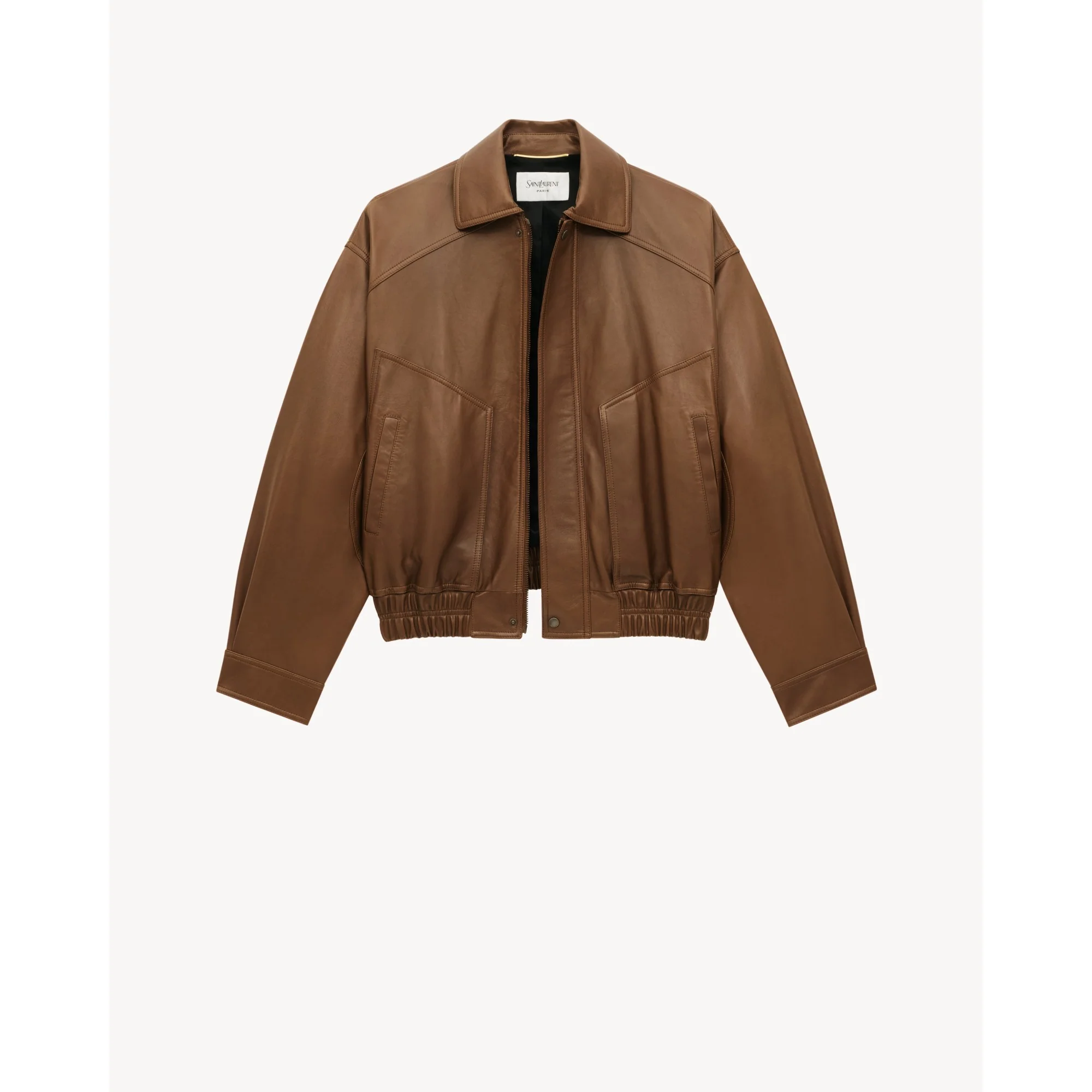 Blouson Petit Col Nappa - Marron Glace/Vigogne - Image 3