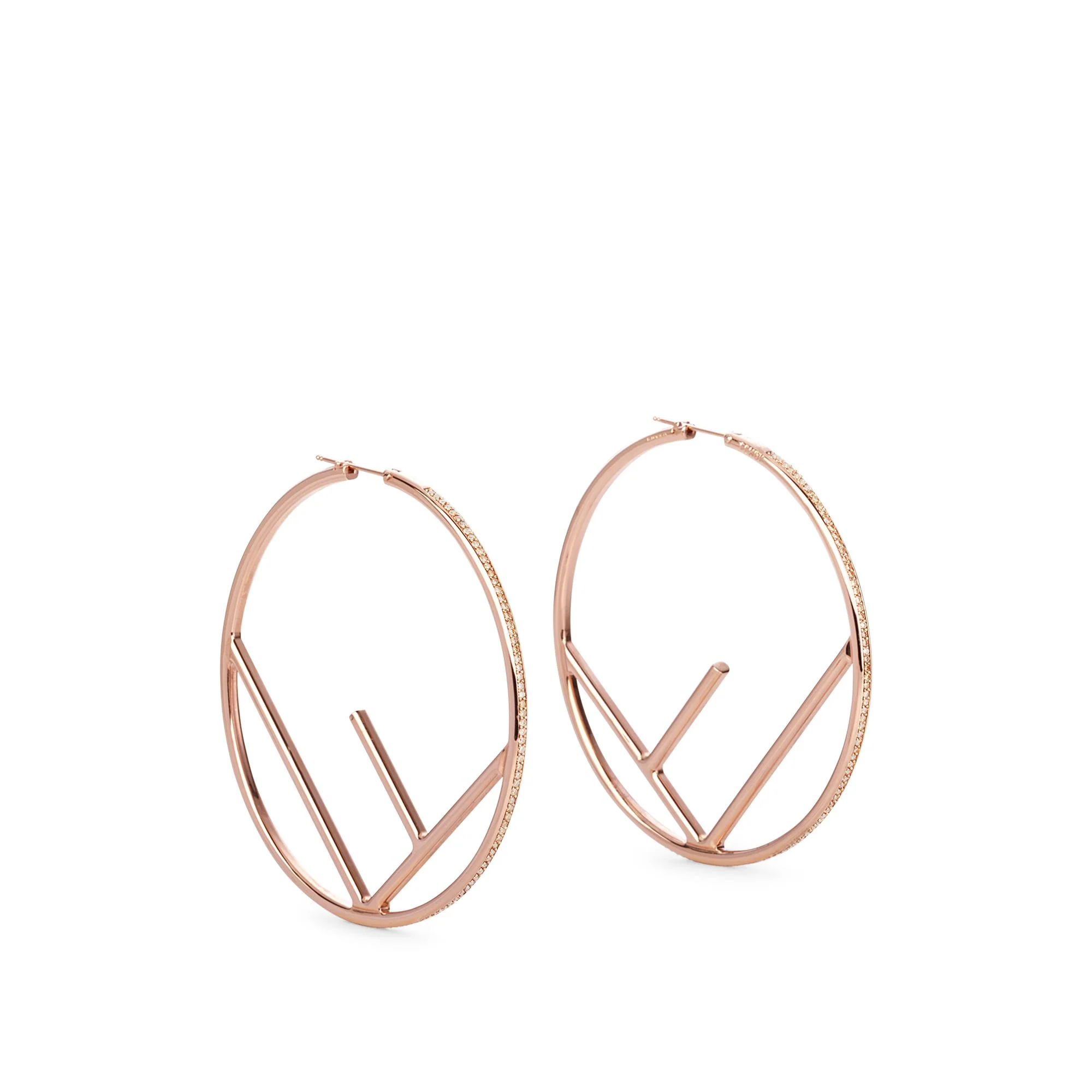 Women's F is Fendi Maxi Earrings - Pink Gold + Champagne
