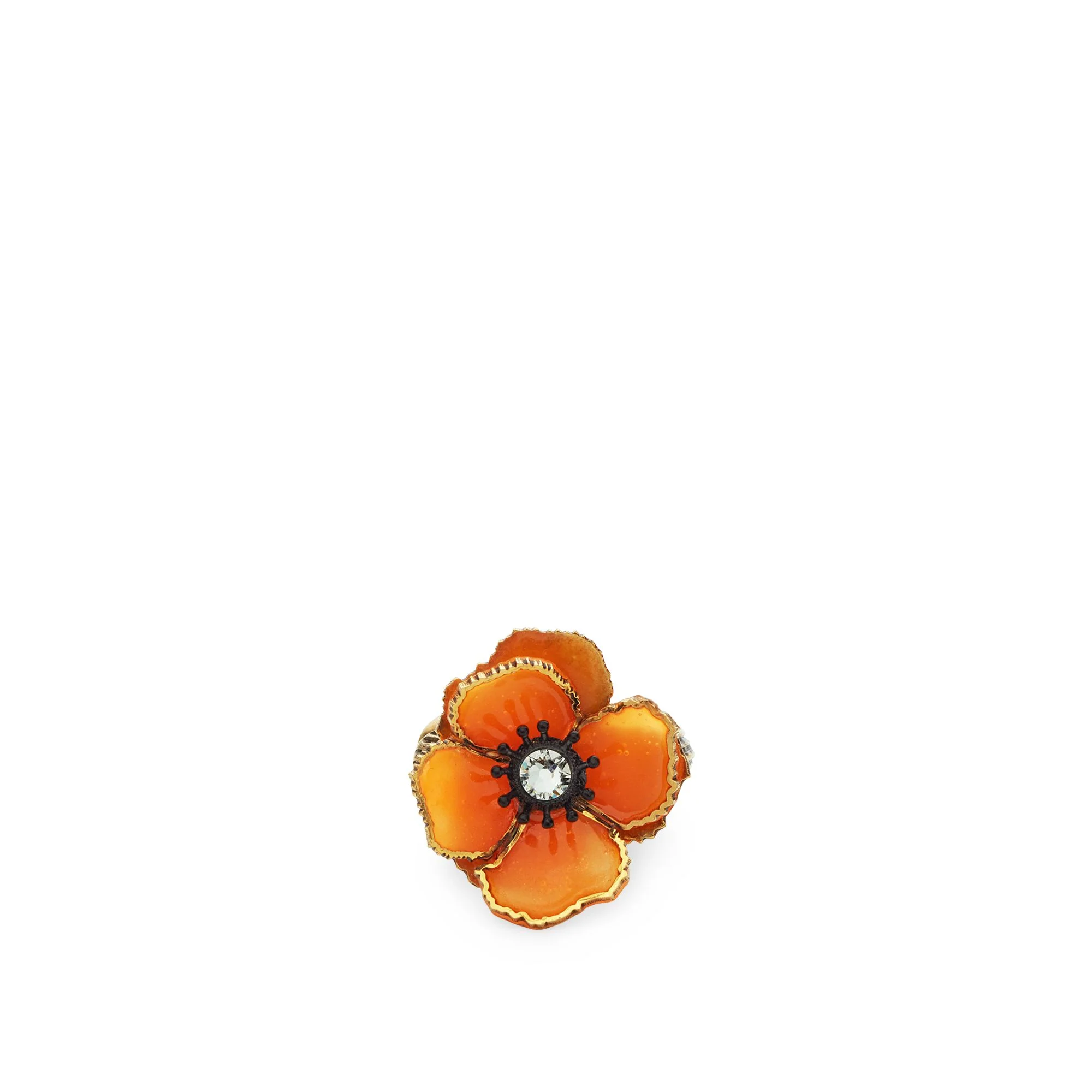 Women's Flowers Mono Earring Large - Burattato Dark Gold + Flou Orange - Image 2