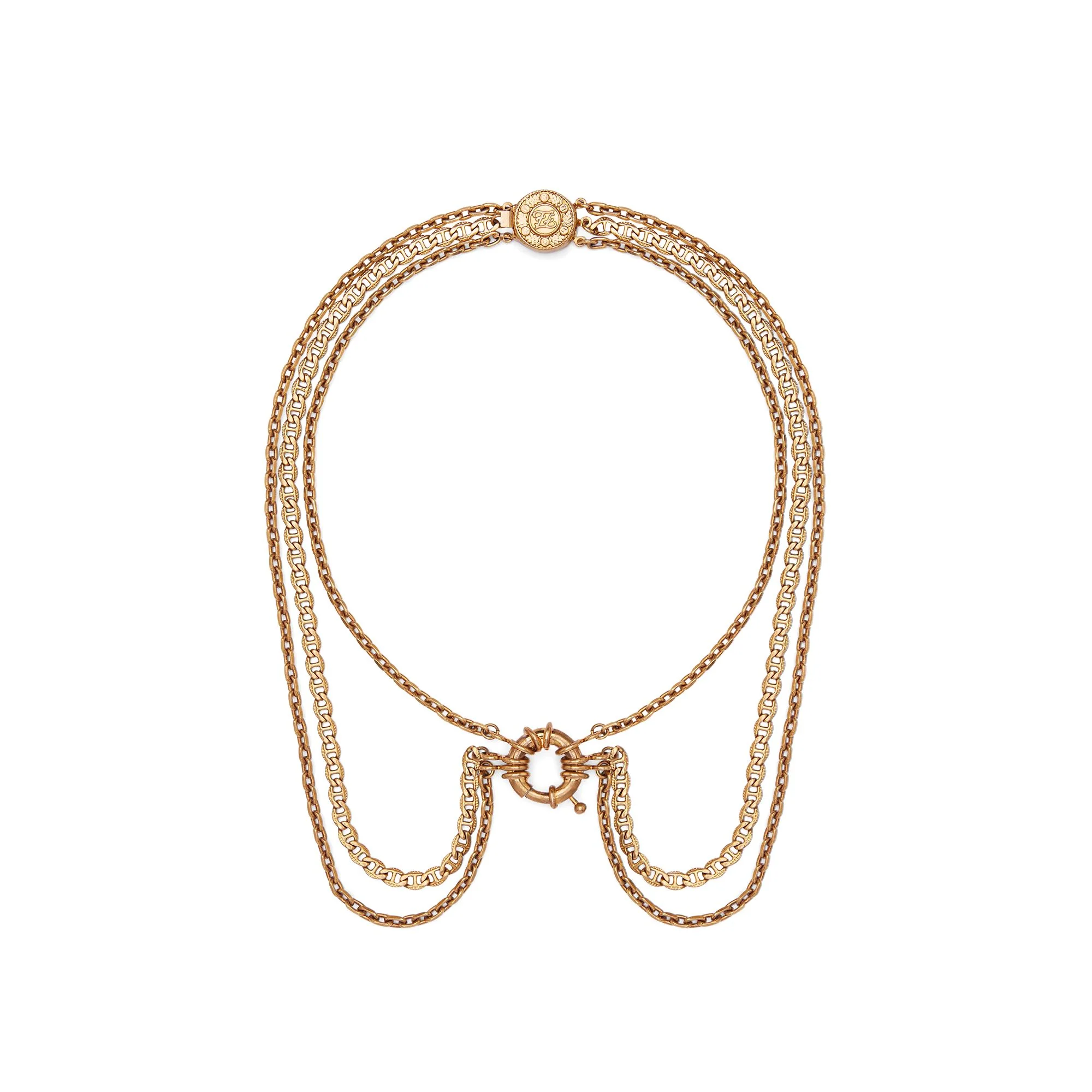Women's Karligraphy Triple String Necklace - Dark Burattato Gold