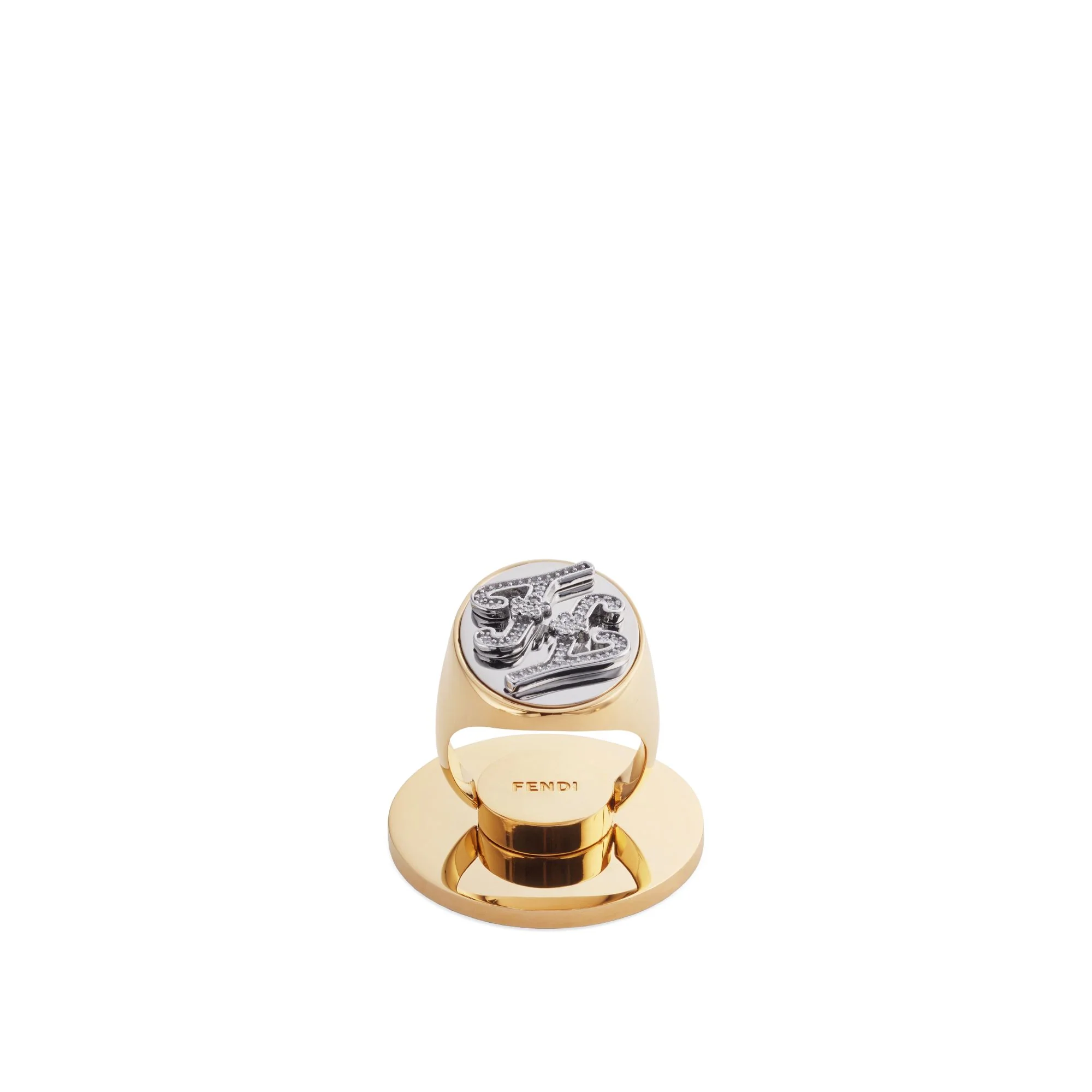 Women's Adhesive Ring For Karligraphy Cell Cover - Soft Gold + Palladium + Crystal