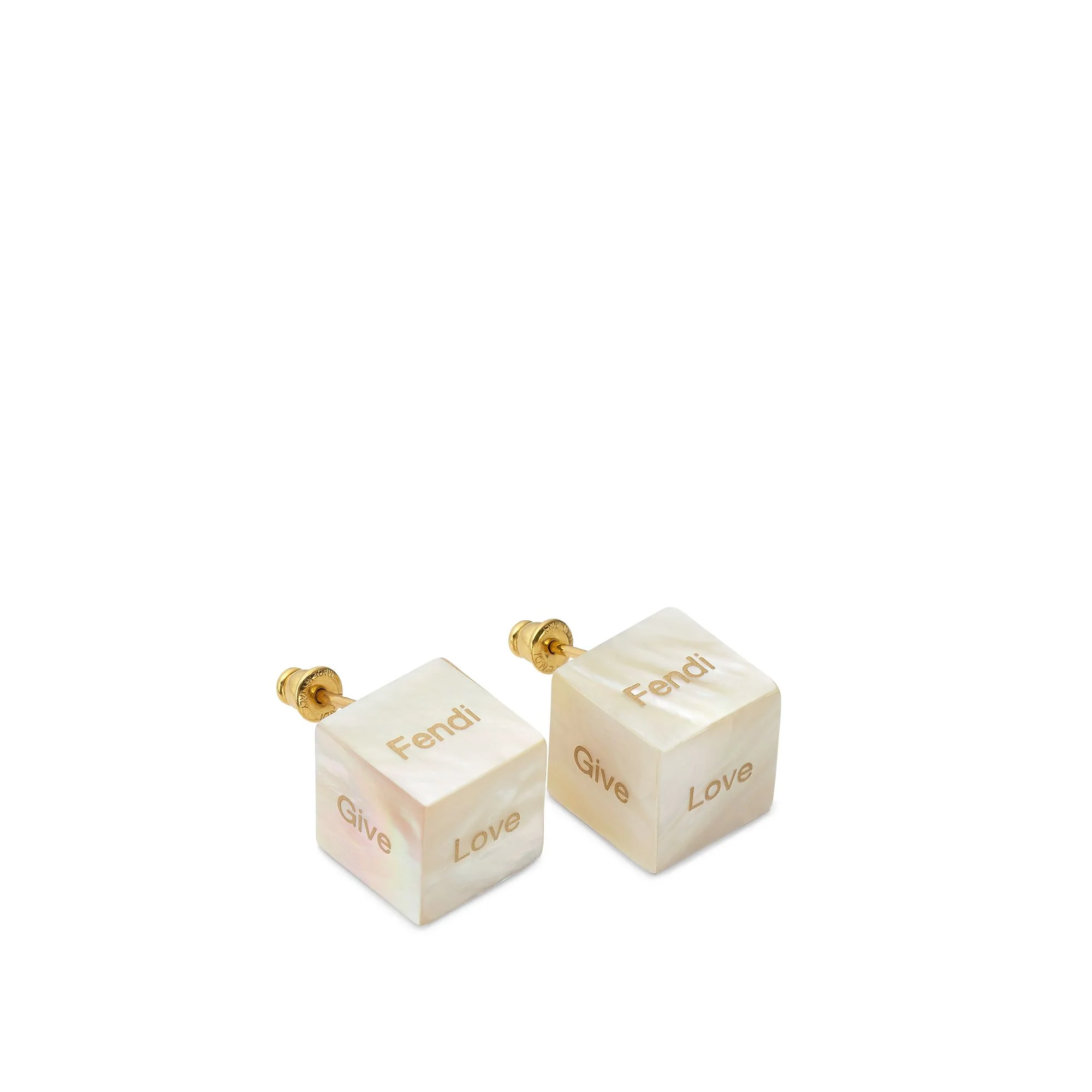 Women's Fendi Dice Medium Cube Earring - Vibrato Old Gold + White