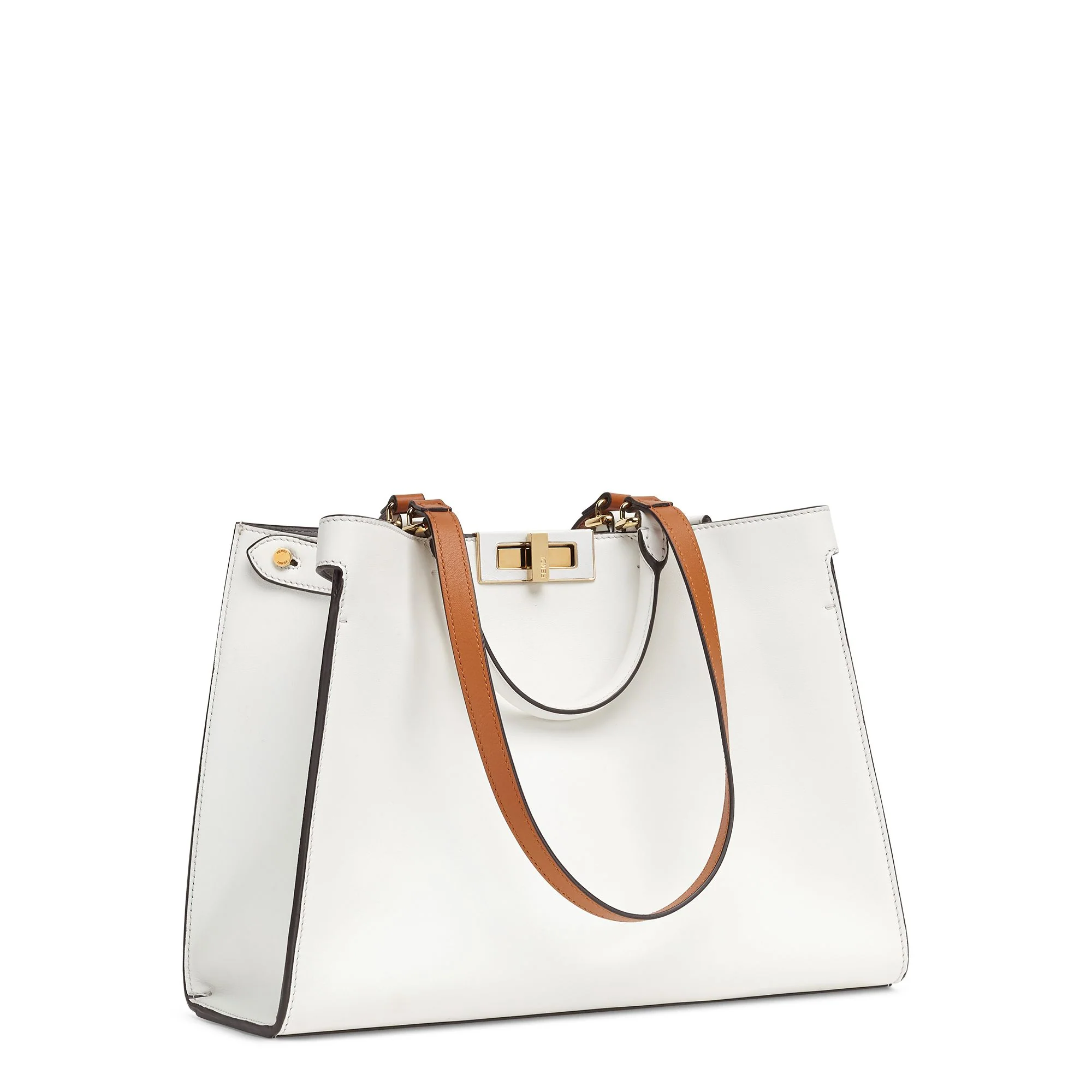 Women's Shopper X-Tote Small - Ice White + Brandy + Soft Gold - Image 2