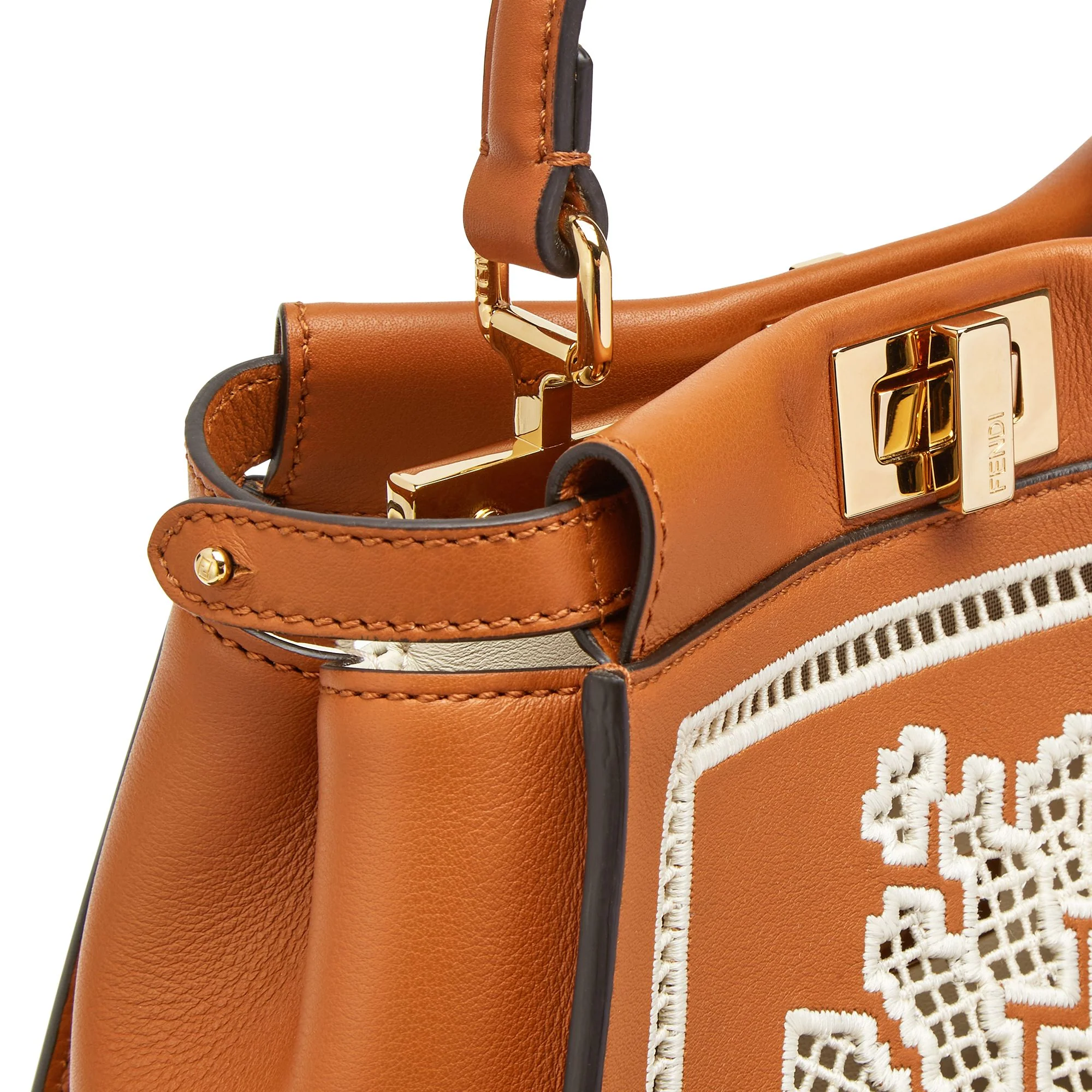 Women's Peekaboo Mini - Brandy + White Garza + Soft Gold - Image 5