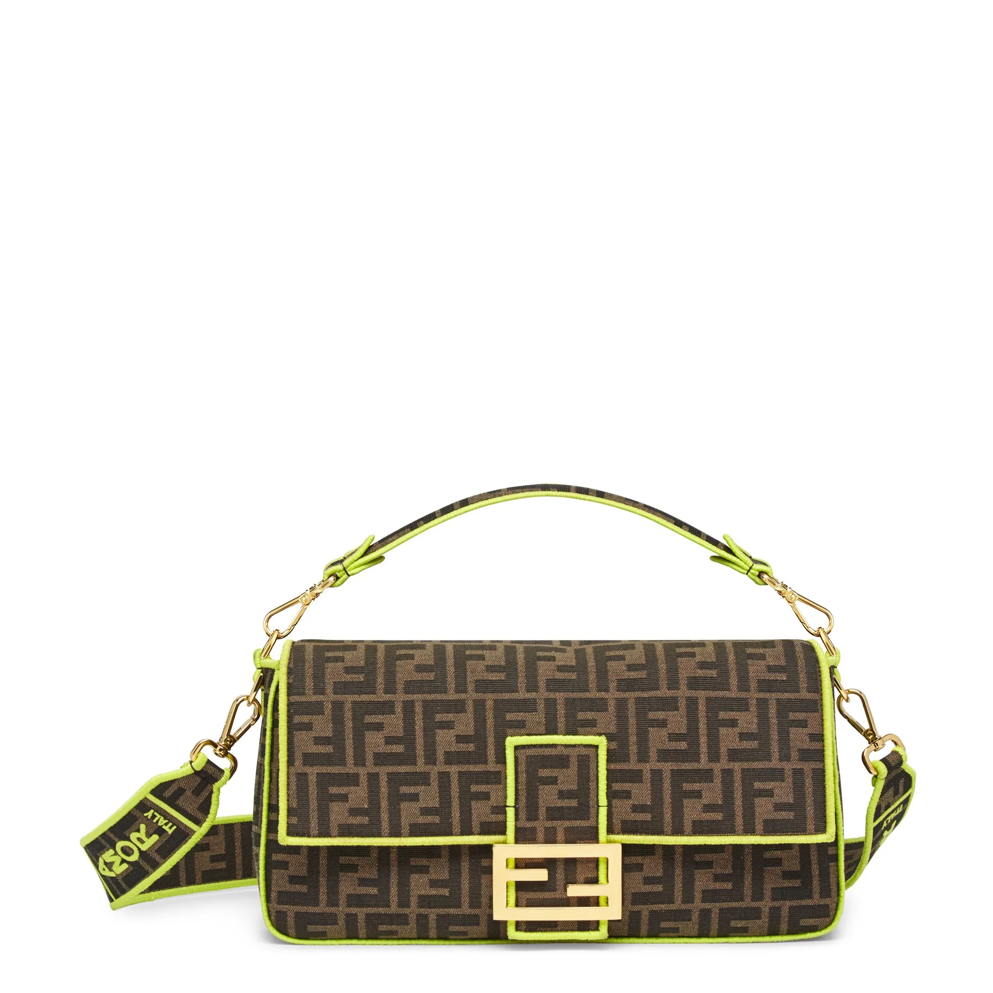 Women's Baguette Large - Tabacco Brown + Fluo Yellow + Soft Gold
