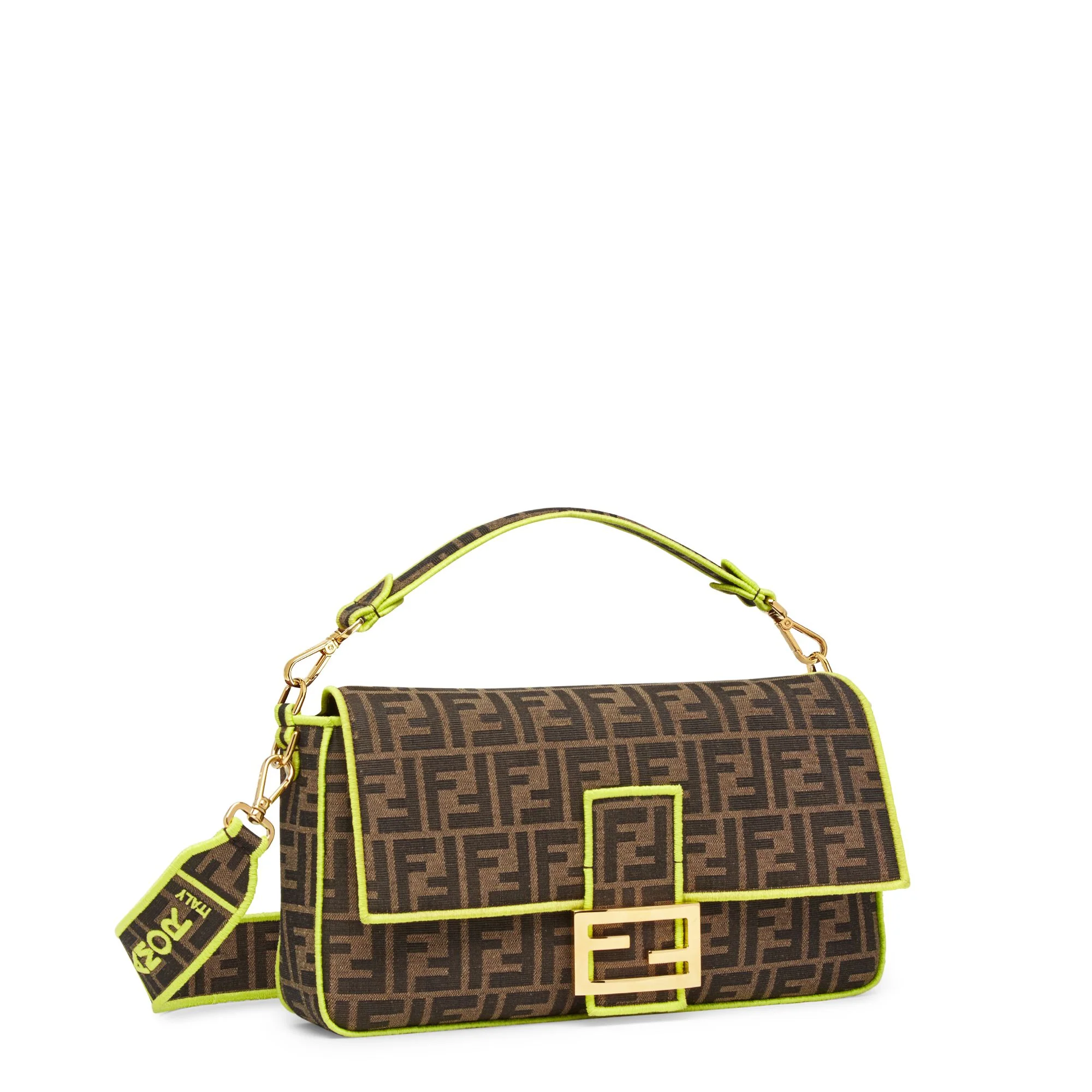 Women's Baguette Large - Tabacco Brown + Fluo Yellow + Soft Gold - Image 2