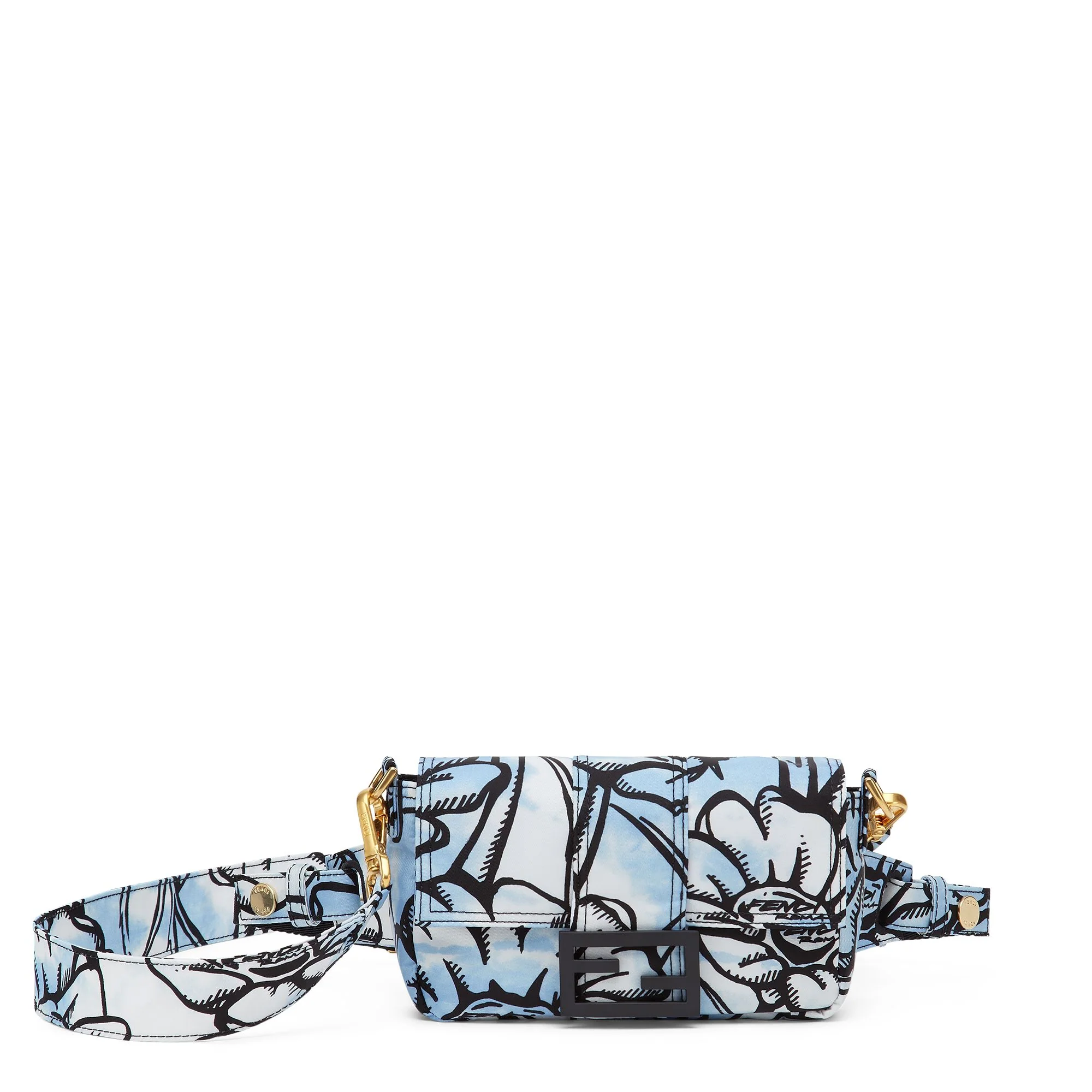 Women's Belt Baguette Small - White + Light Blue + Black + Vibrato Gold