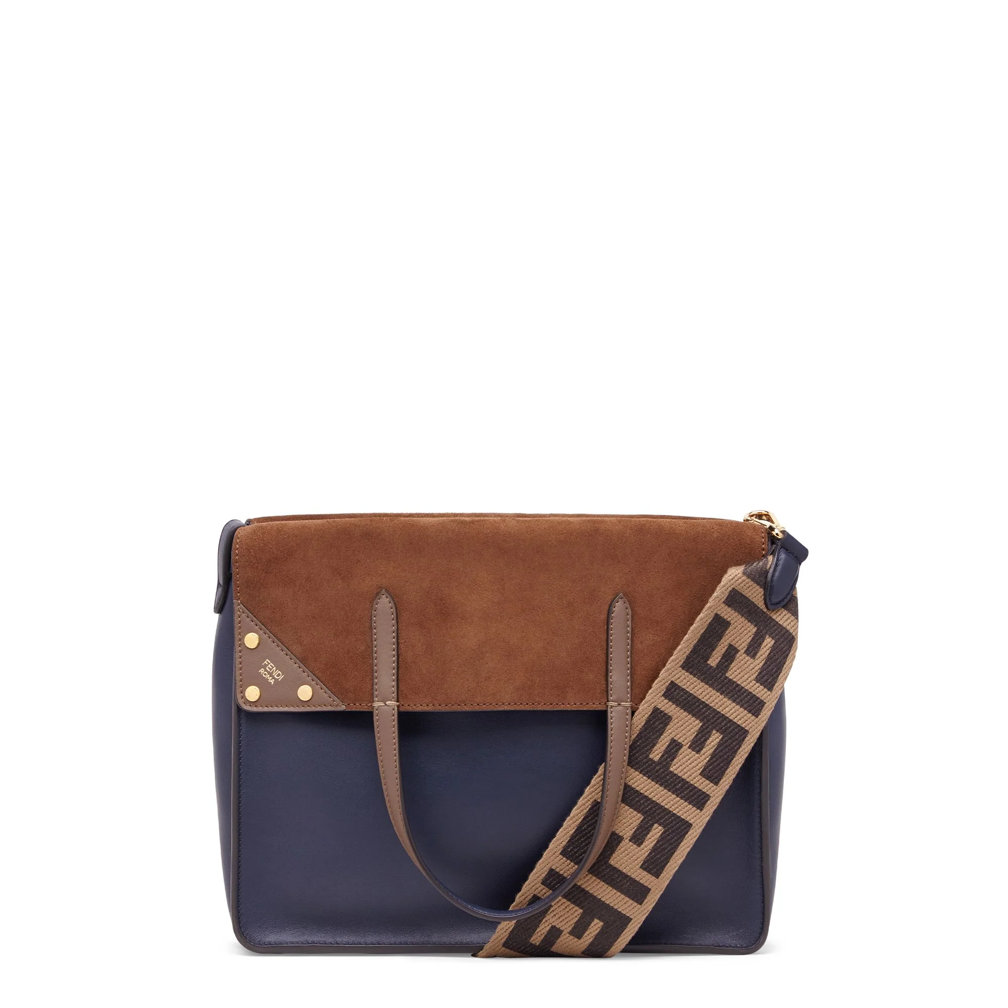 Women's Fendi Flip Large - Midnight + Brown + Maya + Soft Gold