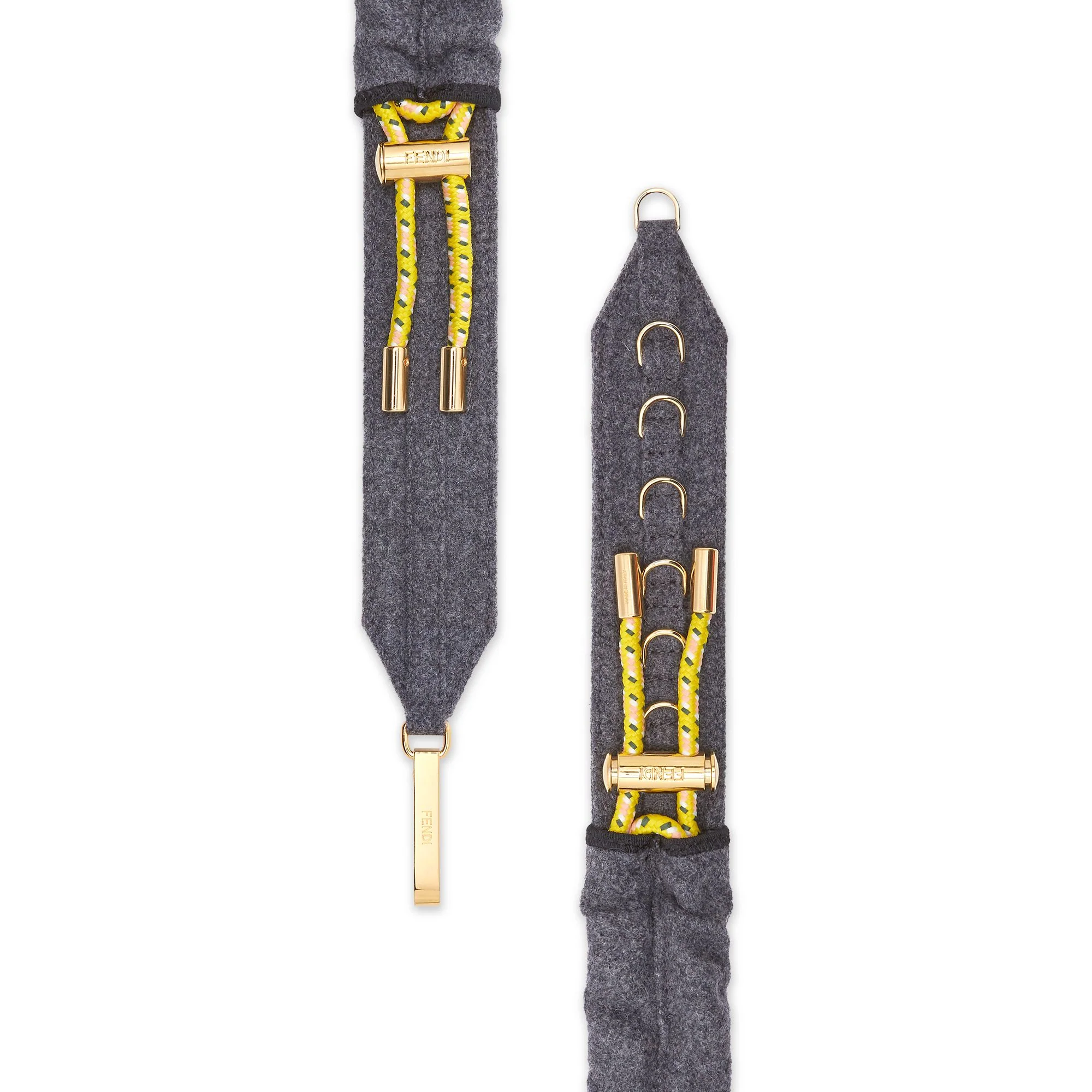 Women's Elastic Belt - Grey + Lemon + Soft Gold - Image 2