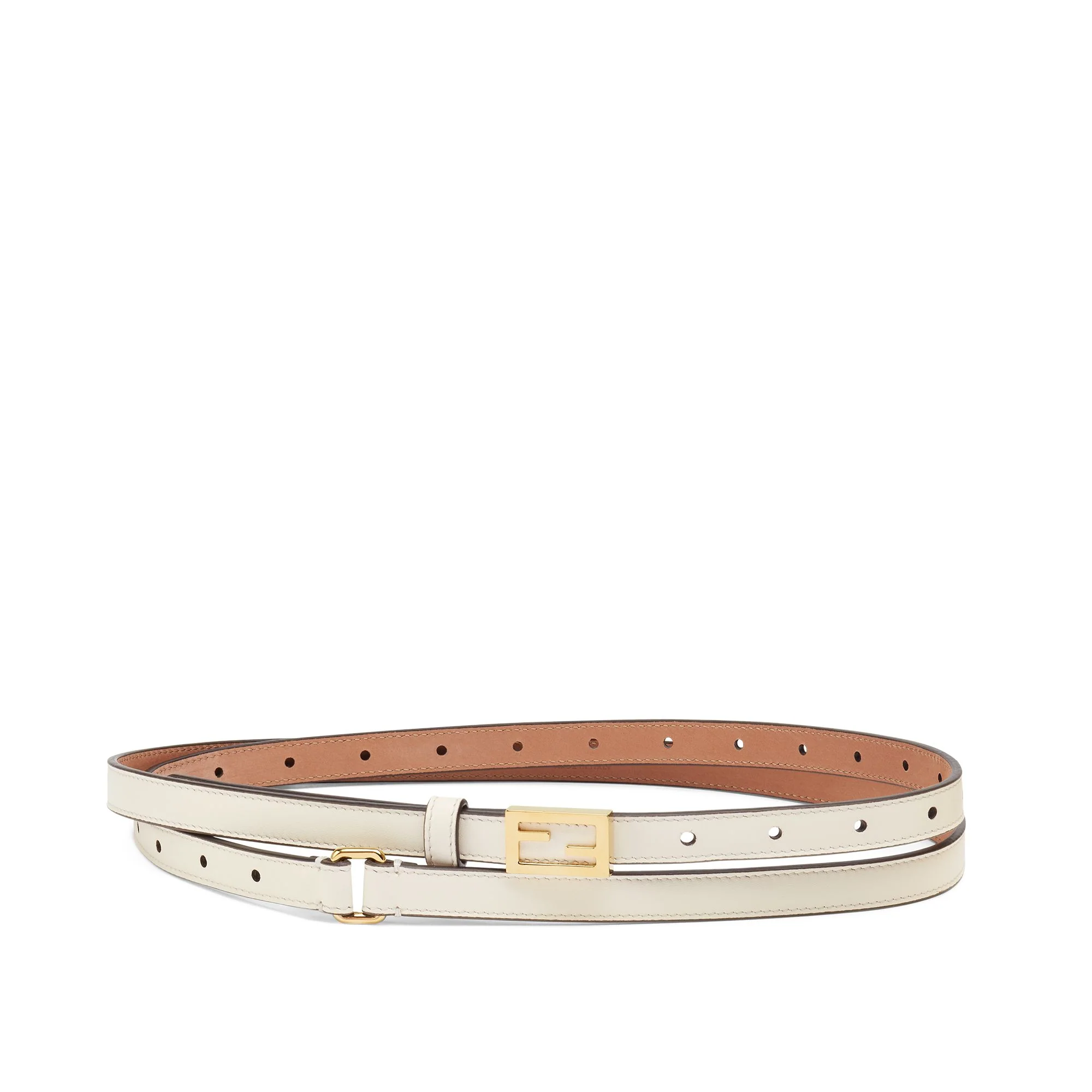 Women's Baguette Micro Belt - Ice White + Soft Gold