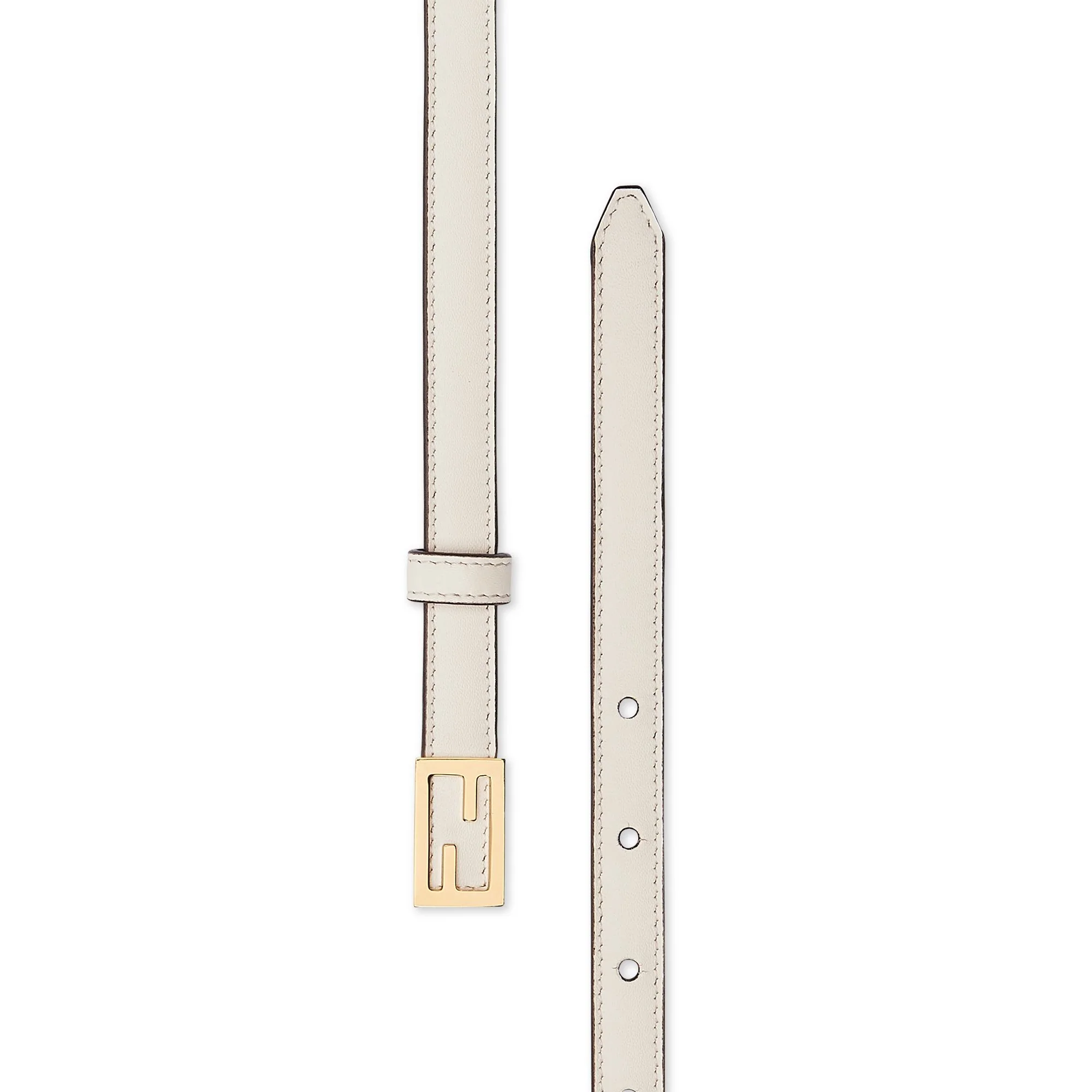 Women's Baguette Micro Belt - Ice White + Soft Gold - Image 2