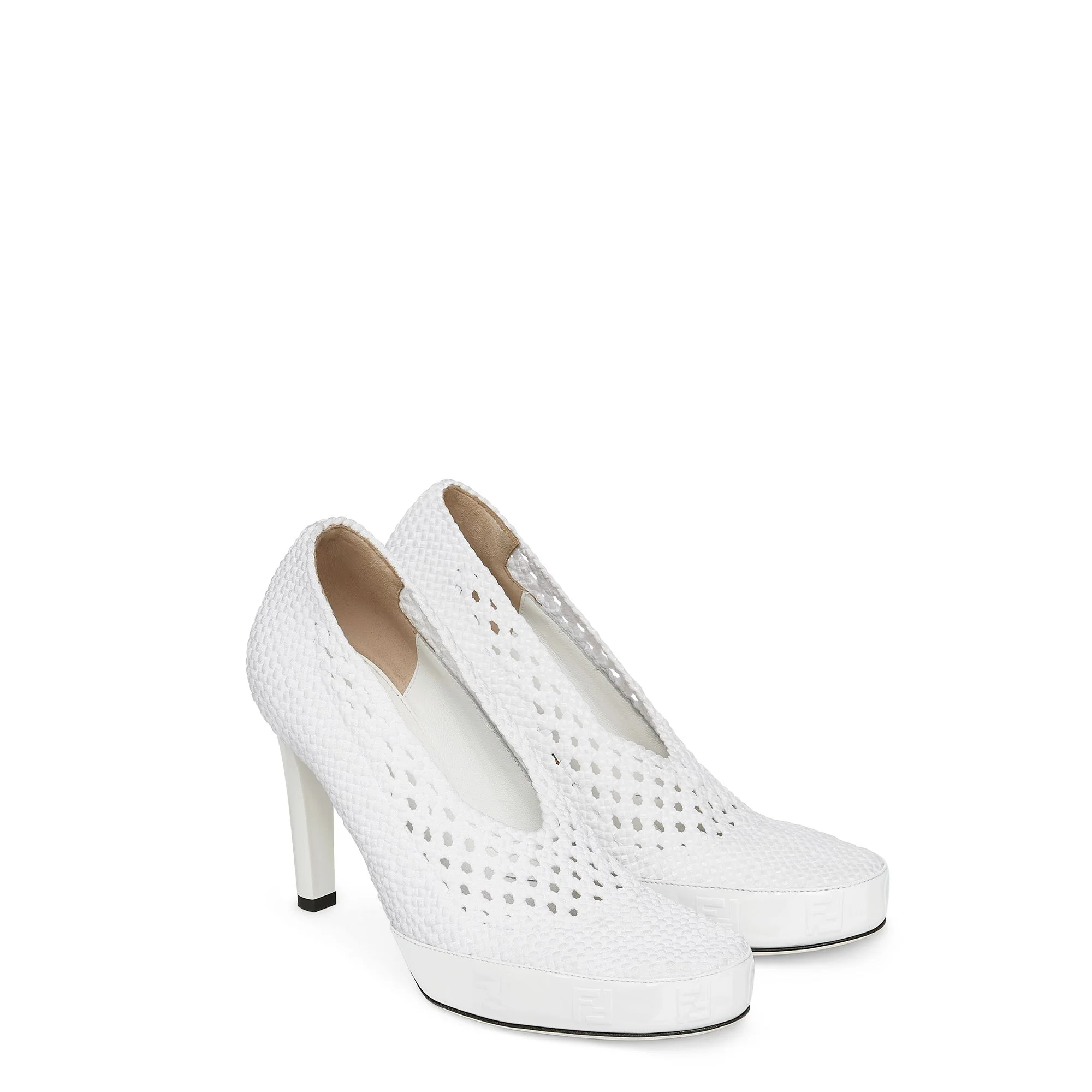 Women's Fendi Reflections Decollete - White + White - Image 4