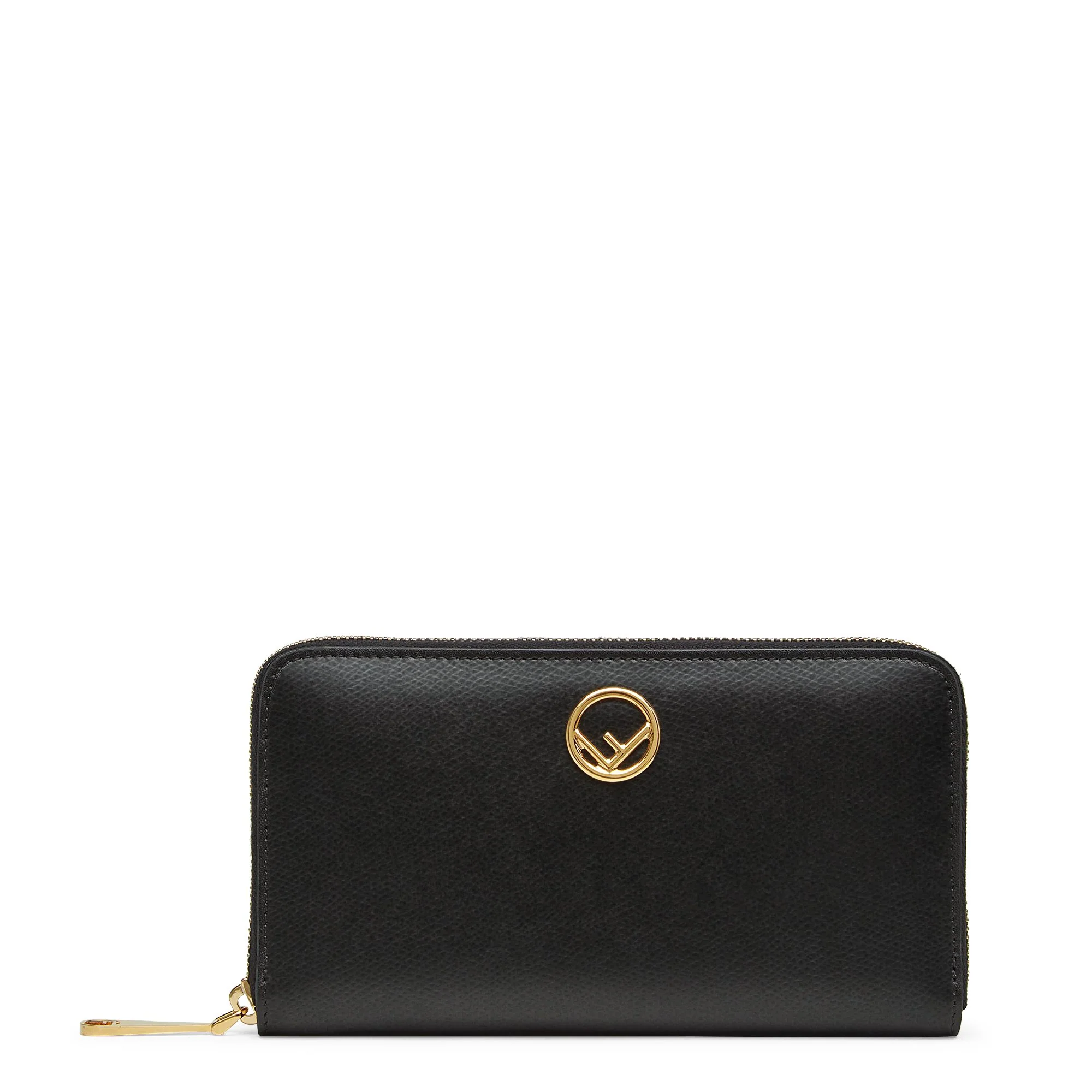 Women's F is Fendi Zip Around Wallet - Black + Soft Gold