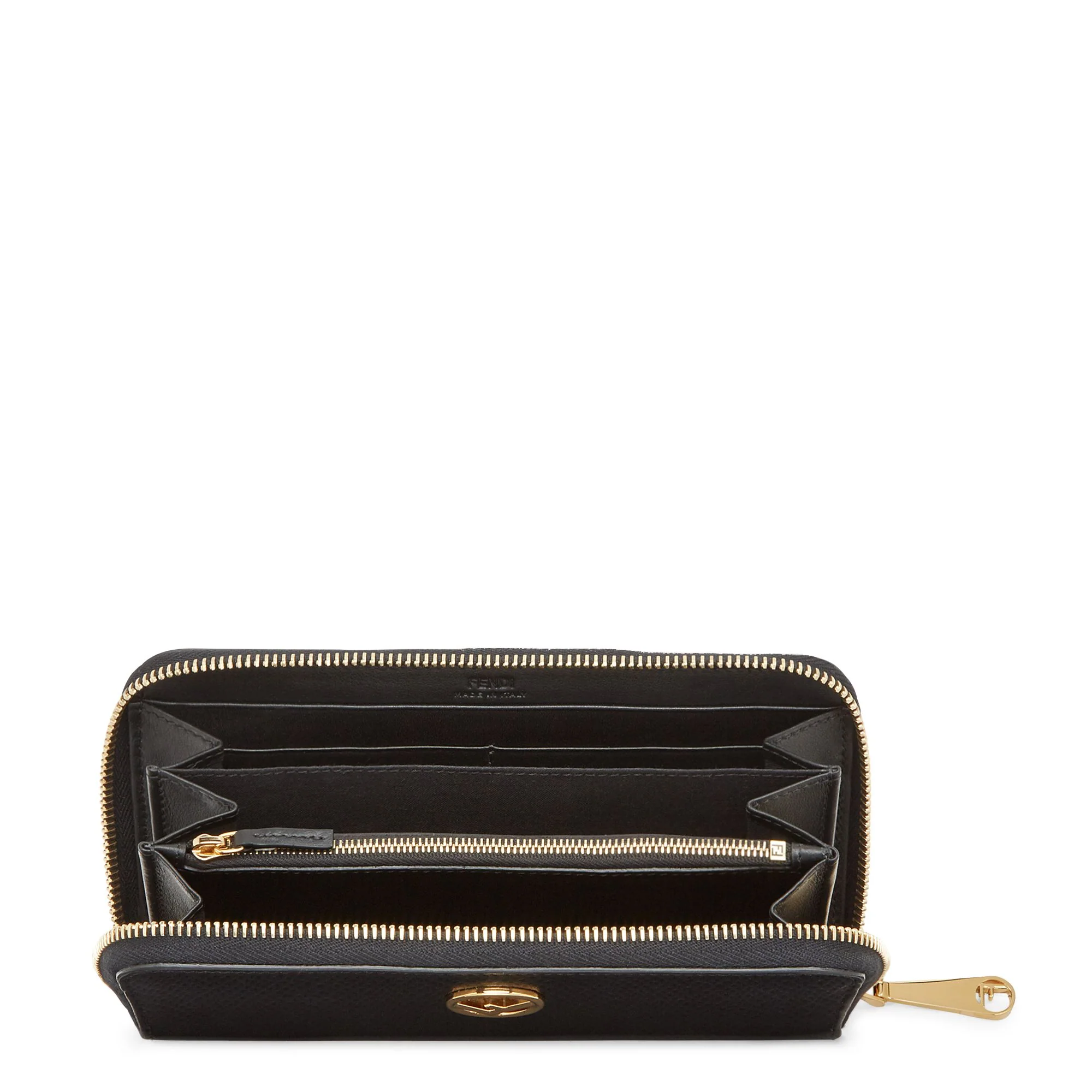 Women's F is Fendi Zip Around Wallet - Black + Soft Gold - Image 4
