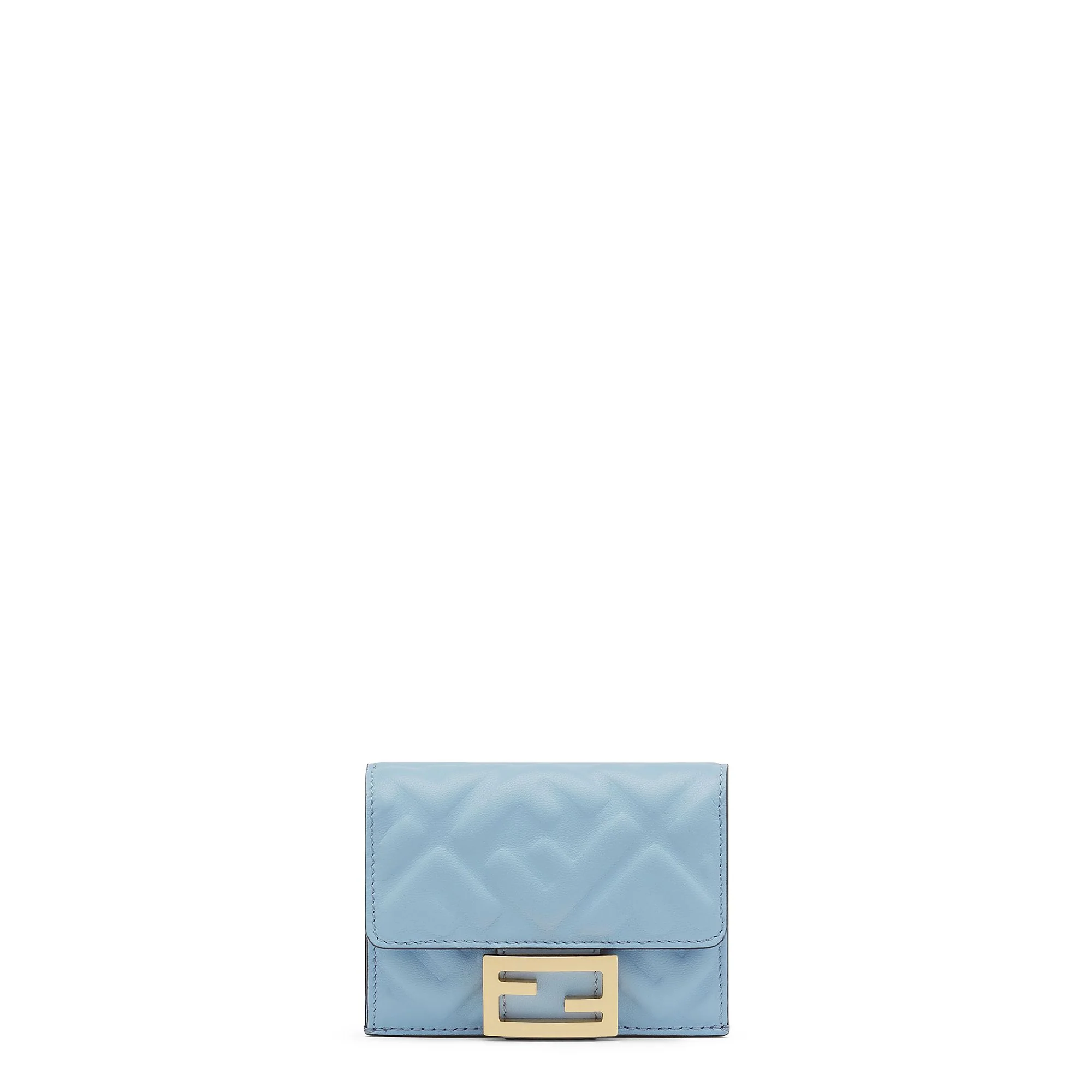 Women's Baguette Micro Trifold Wallet - Baby Light Blue + Soft Gold