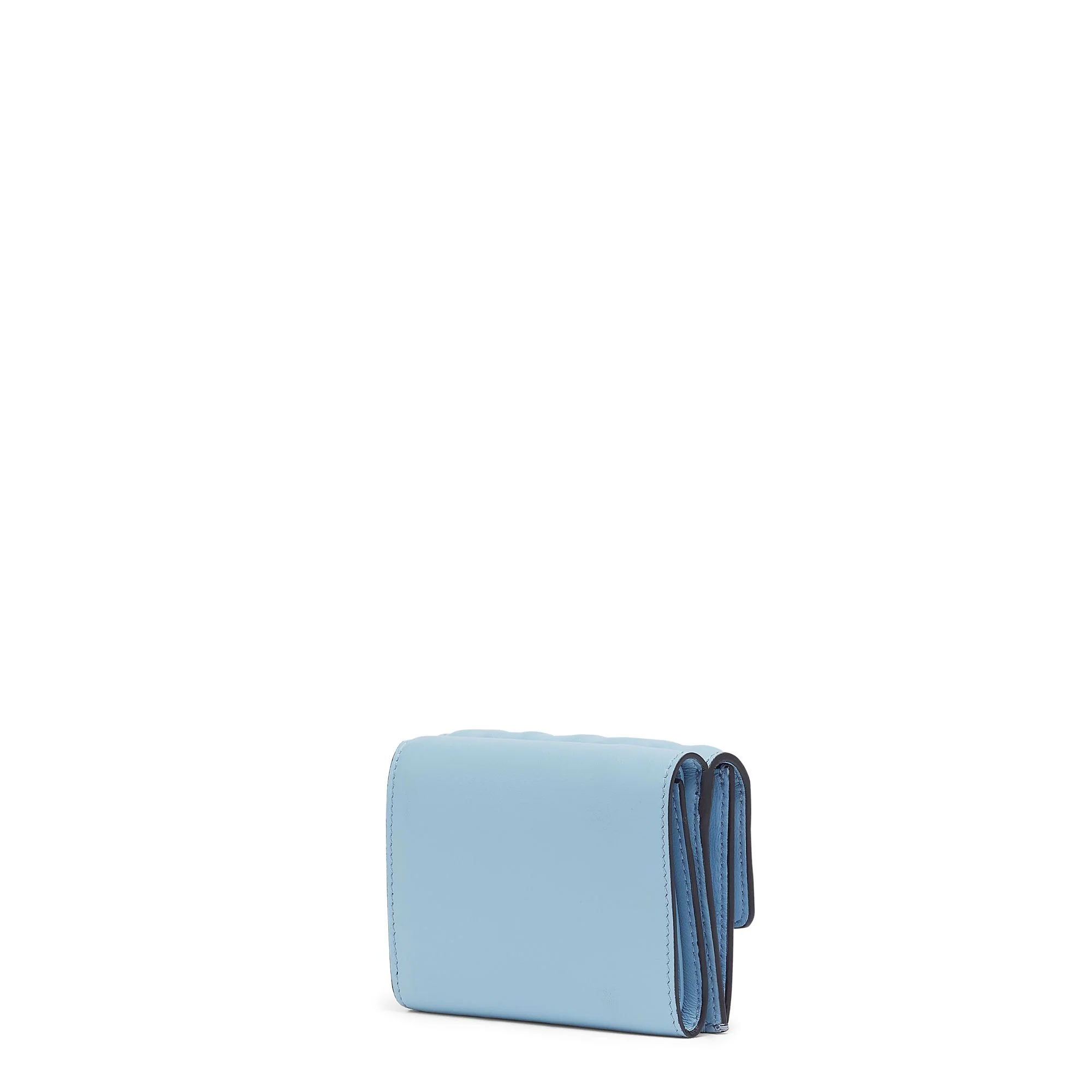 Women's Baguette Micro Trifold Wallet - Baby Light Blue + Soft Gold - Image 2