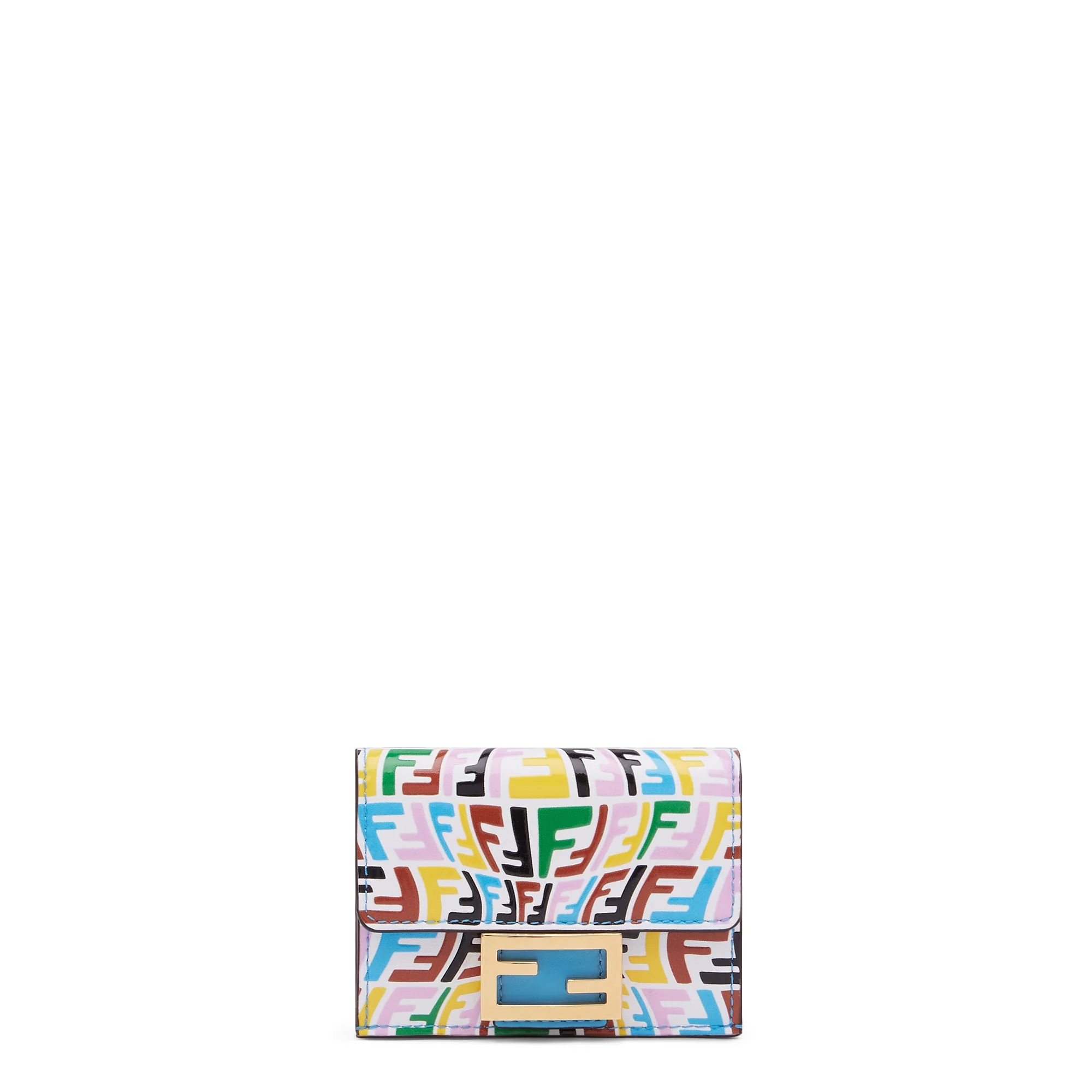 Women's Baguette Micro Trifold Wallet - Multicolor + Cyber Blue + Soft Gold