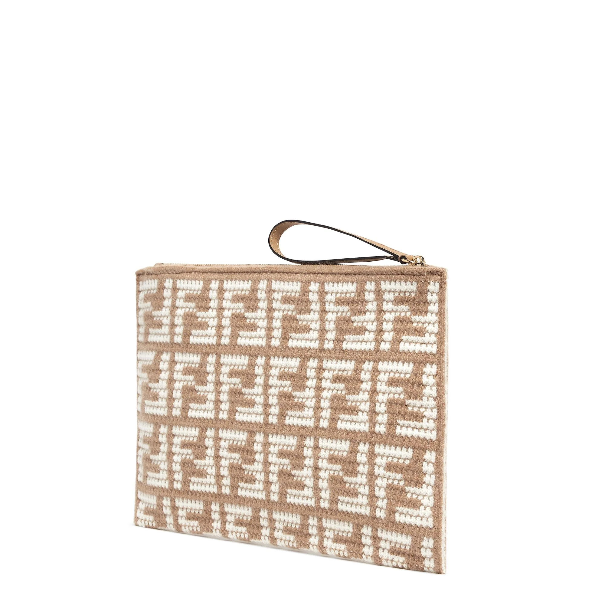 Women's FF Large Flat Pouch - Camel + Soft Gold - Image 2