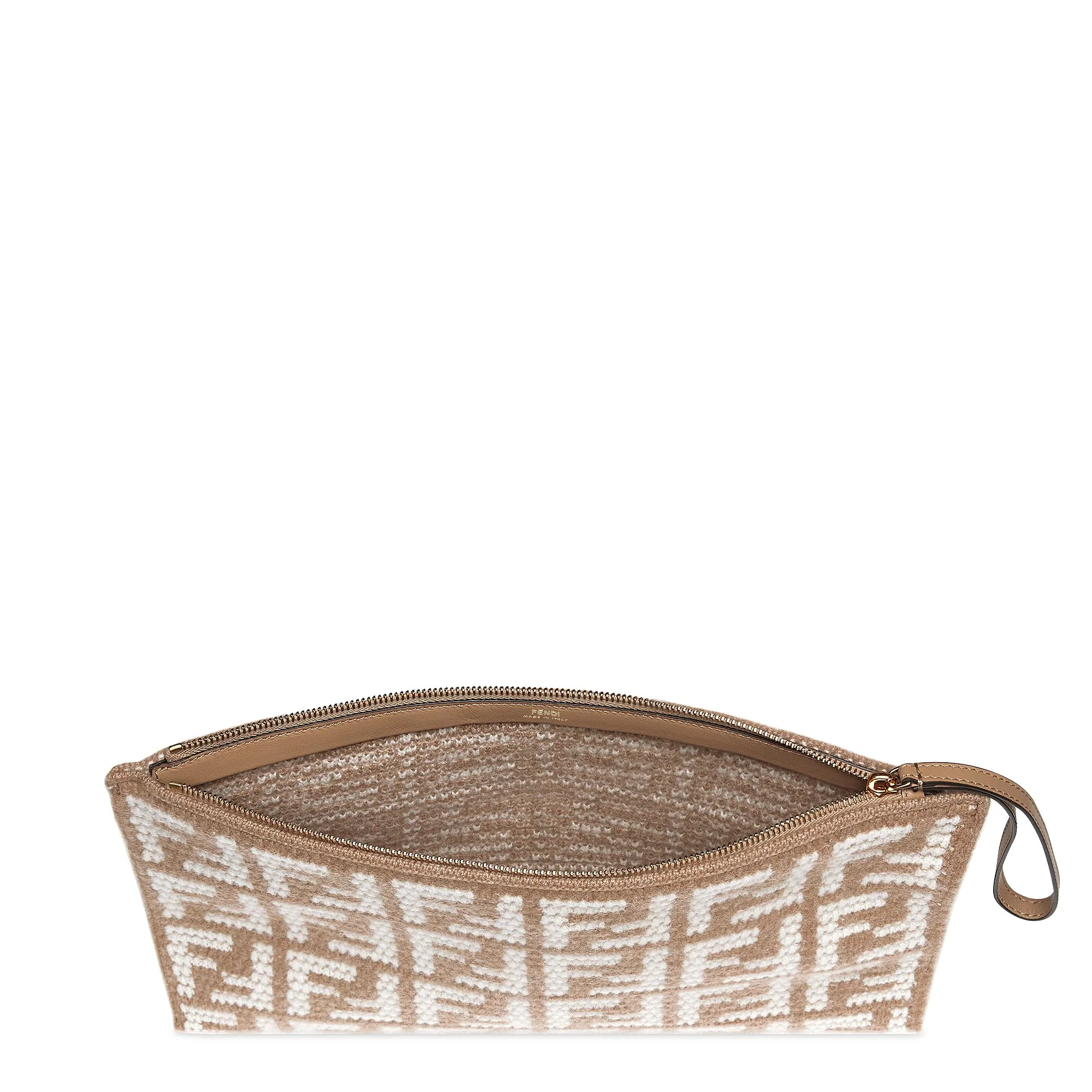 Women's FF Large Flat Pouch - Camel + Soft Gold - Image 3