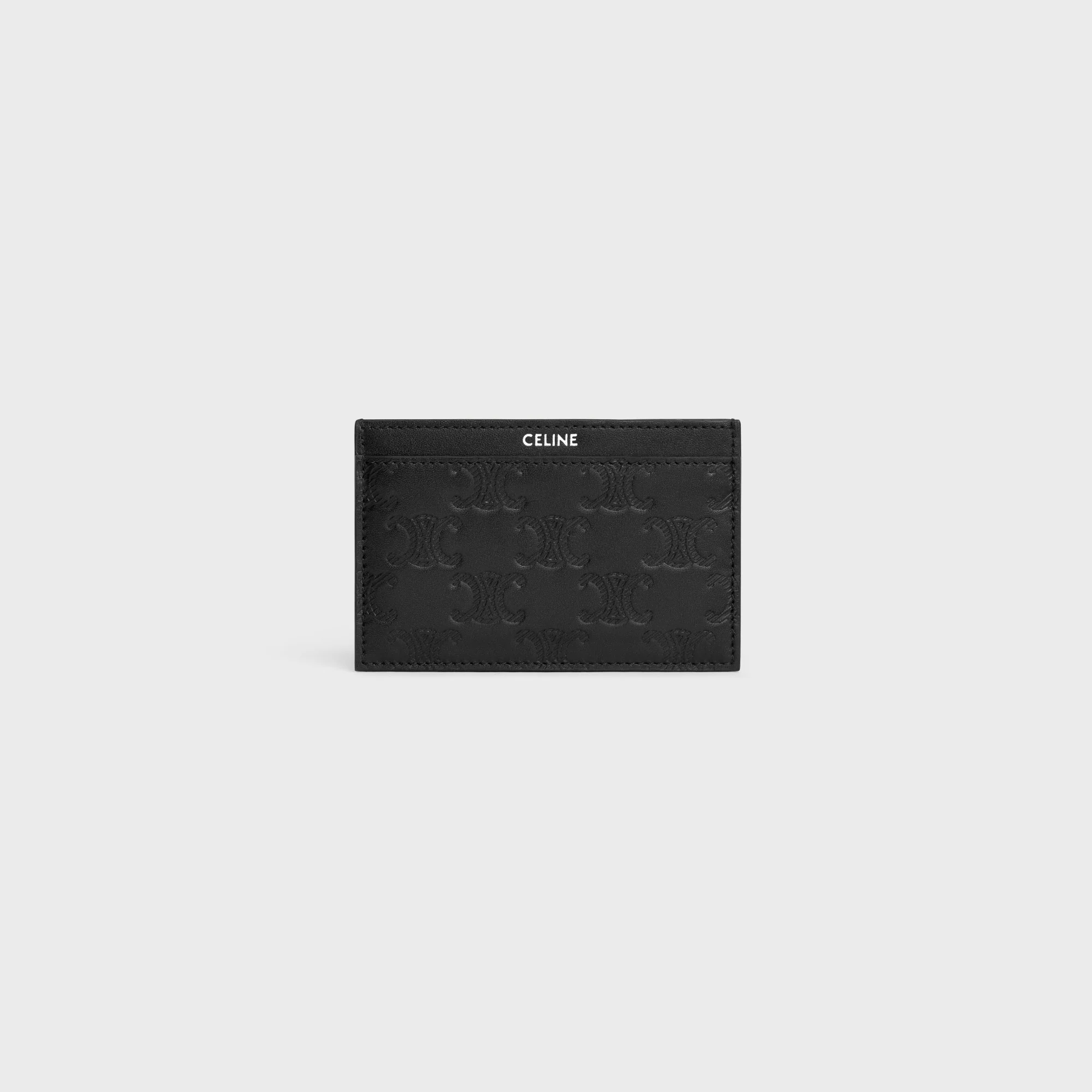 Card Holder Calfskin Embossed Triomphe - Black