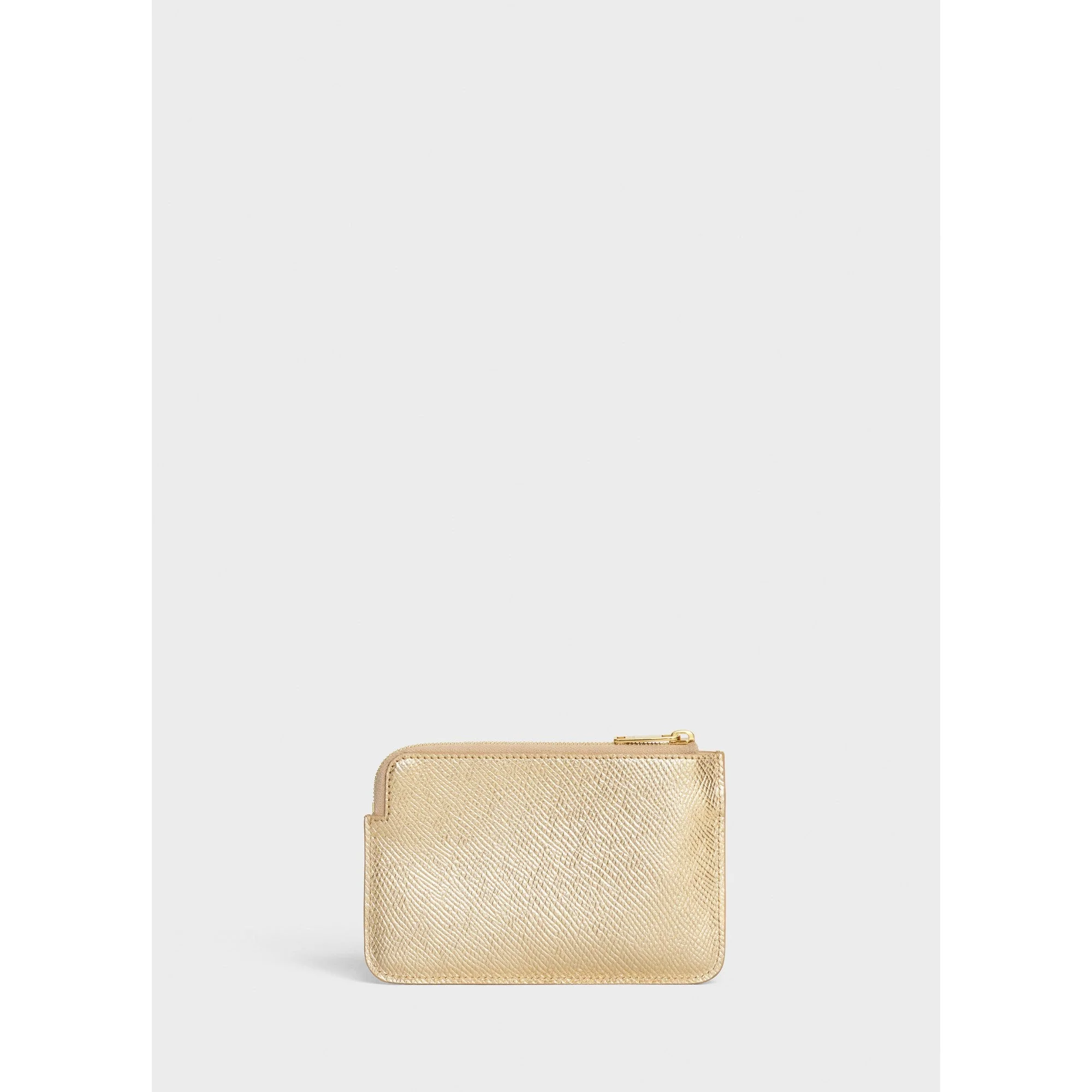 Essentials Slg Coin & Card Pouch With Hook Lam.Grain.Calf - Gold - Image 3