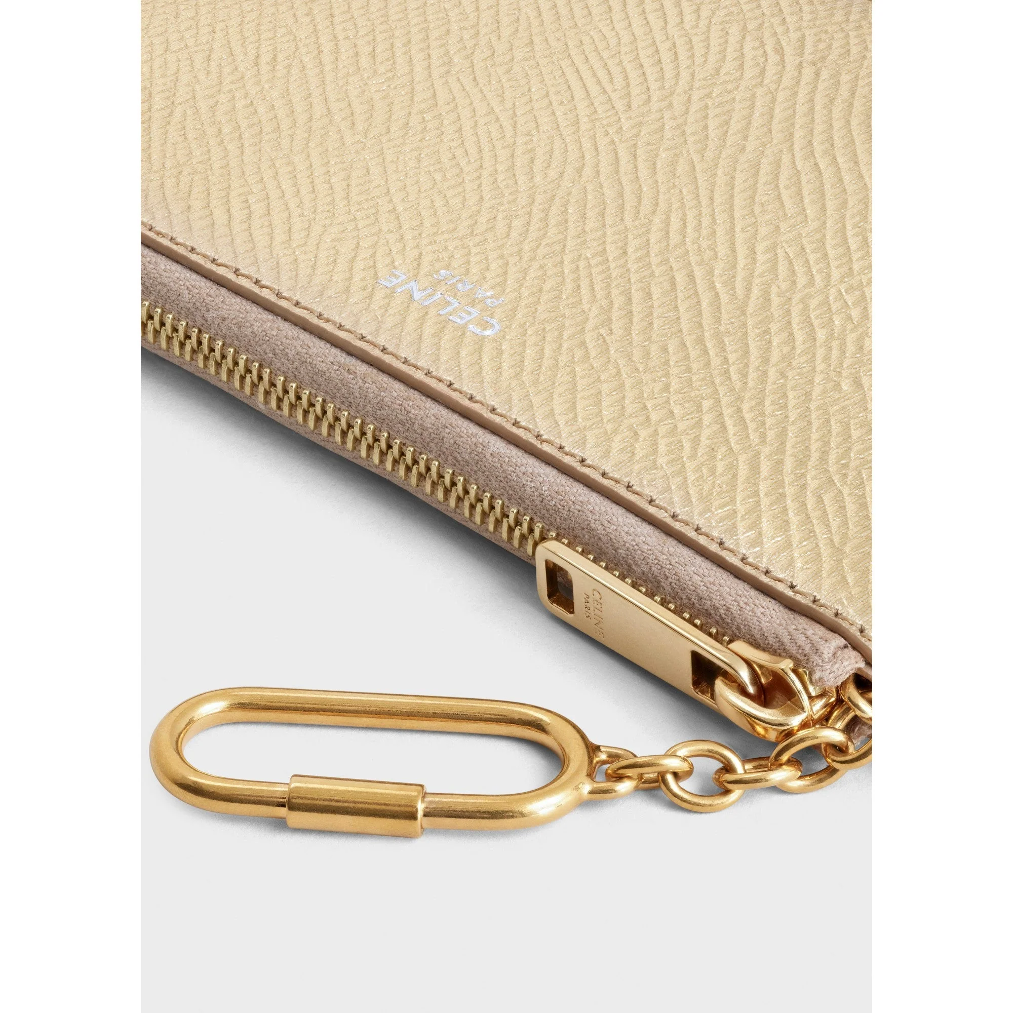 Essentials Slg Coin & Card Pouch With Hook Lam.Grain.Calf - Gold - Image 4